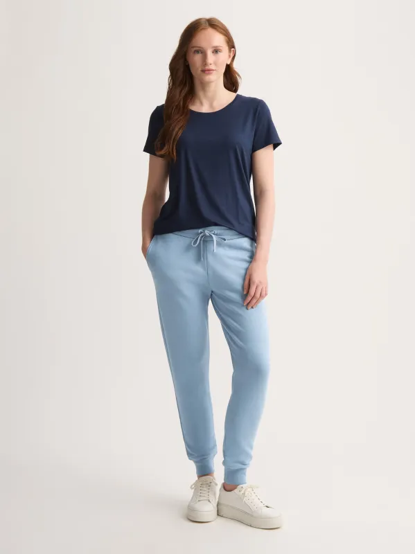 Women's Cuffed Sweatpants Quinn Cotton Modal Soft Denim Blue sold by Derek Rose