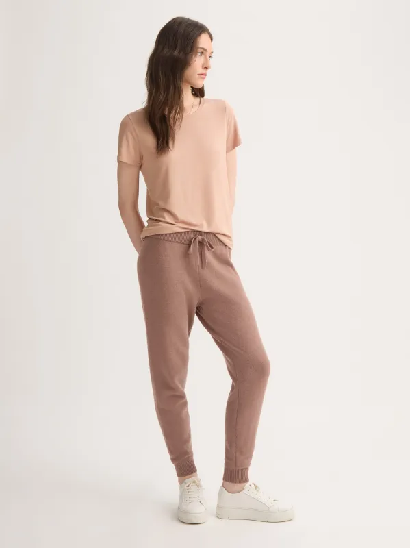 Women's Cuffed Track Pants Daphne Cashmere Rosewood sold by Derek Rose