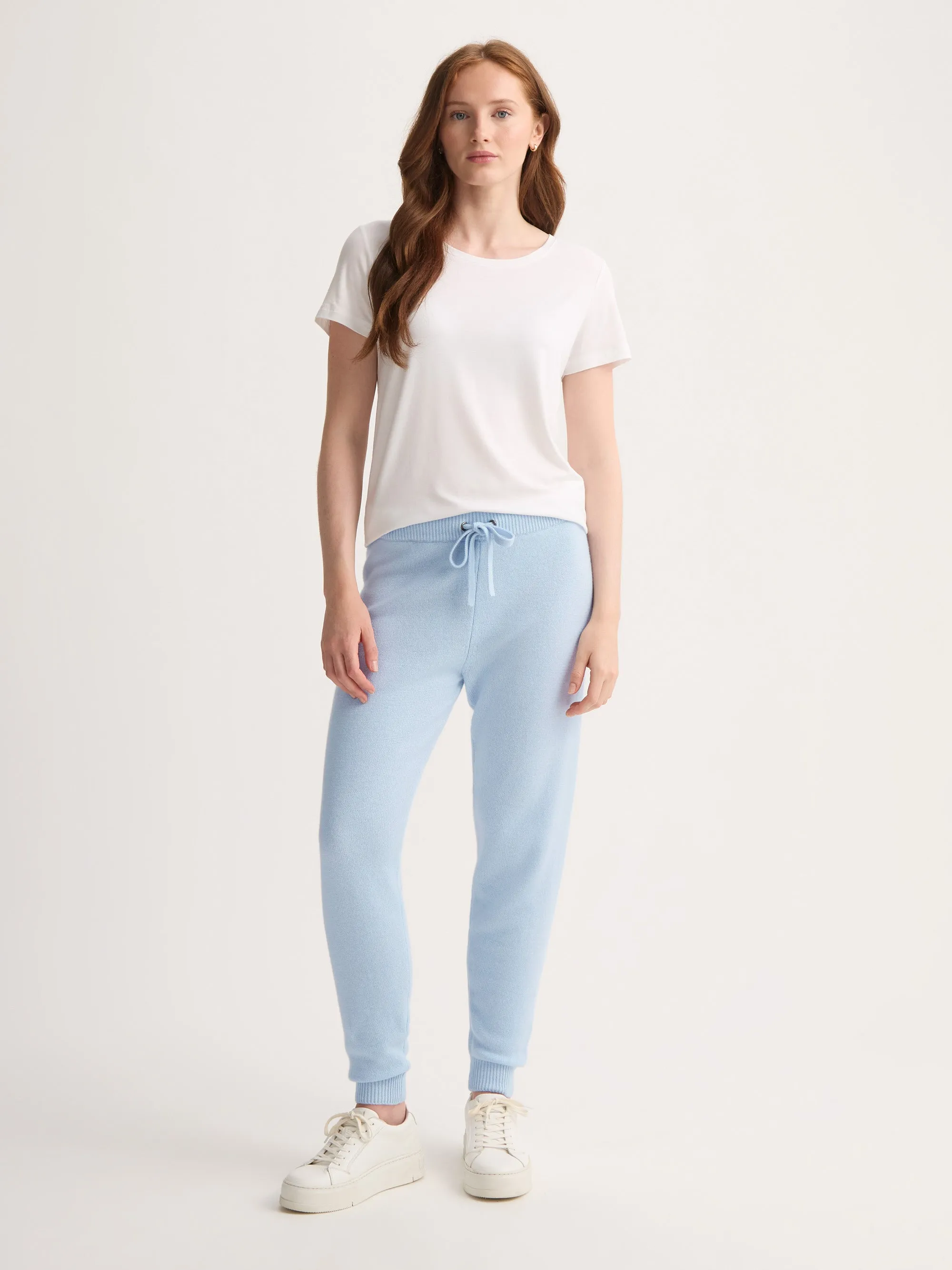 Women's Cuffed Track Pants Daphne Cashmere Glacier Blue sold by Derek Rose