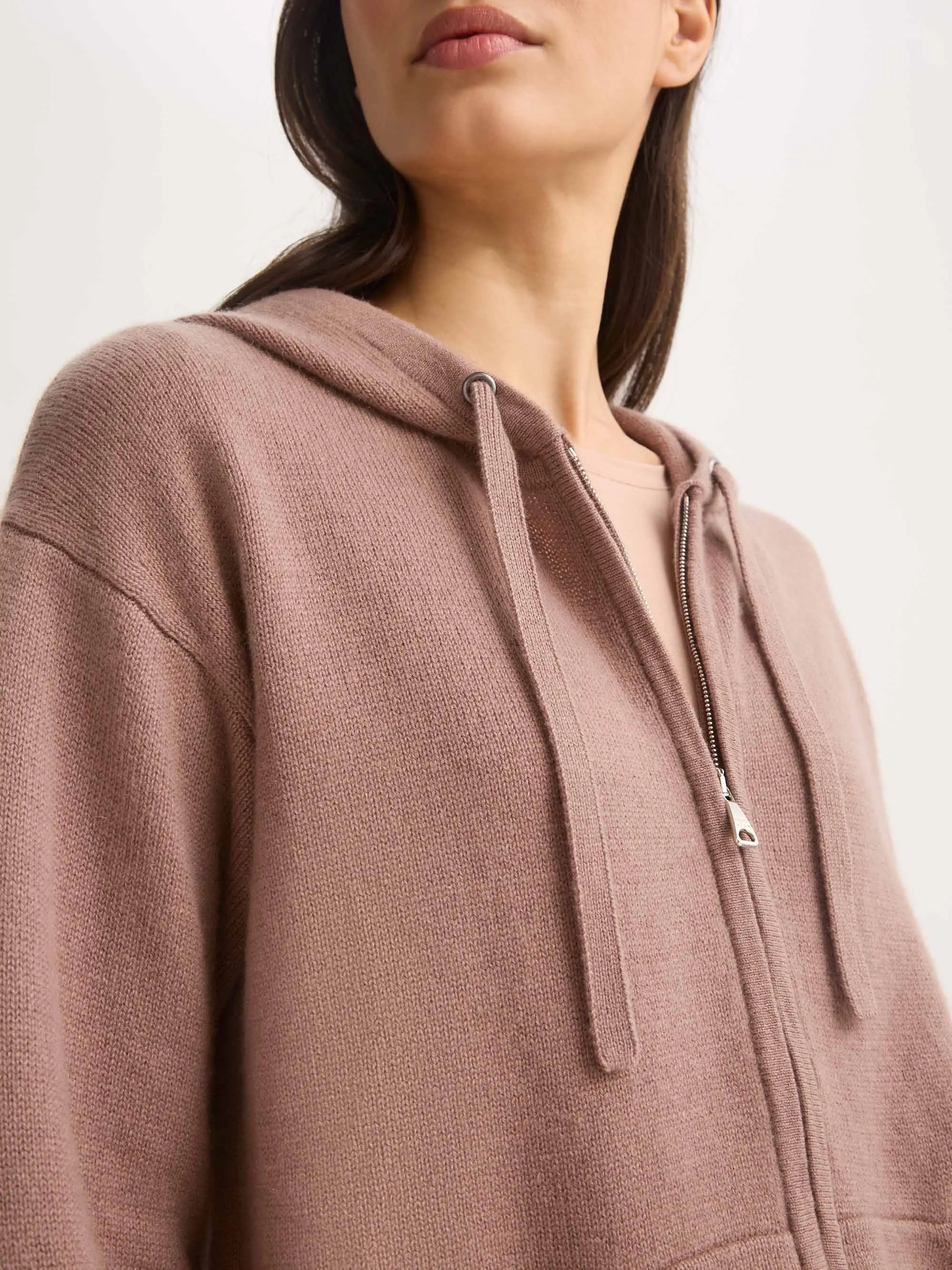 Women's Zip Up Hoodie Daphne Cashmere Rosewood sold by Derek Rose product image thumbnail 5