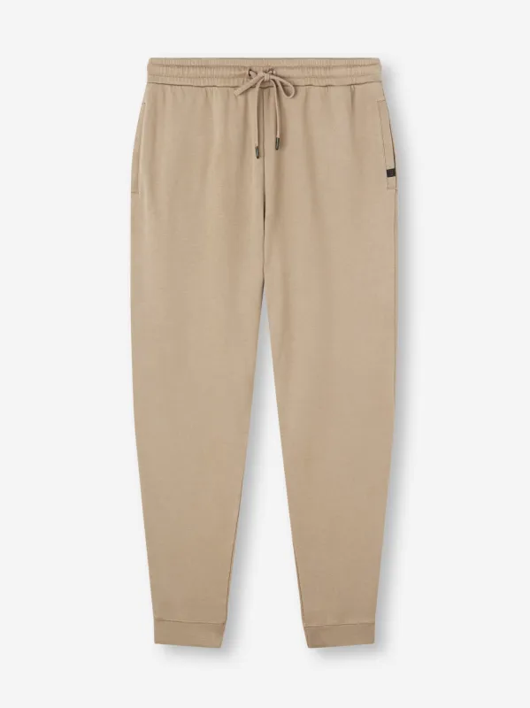 Men's Cuffed Sweatpants Quinn Cotton Modal Taupe sold by Derek Rose