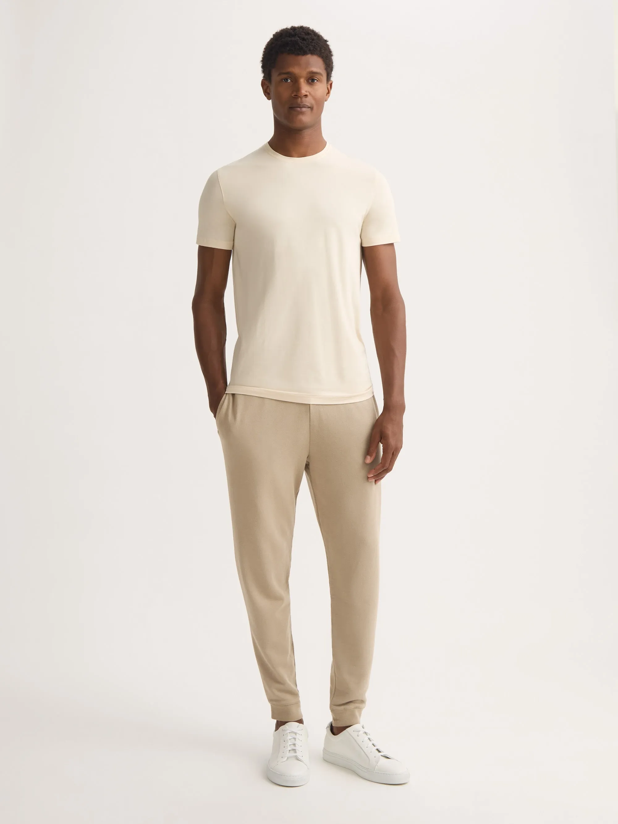 Men's Cuffed Sweatpants Quinn Cotton Modal Taupe sold by Derek Rose product image thumbnail 2