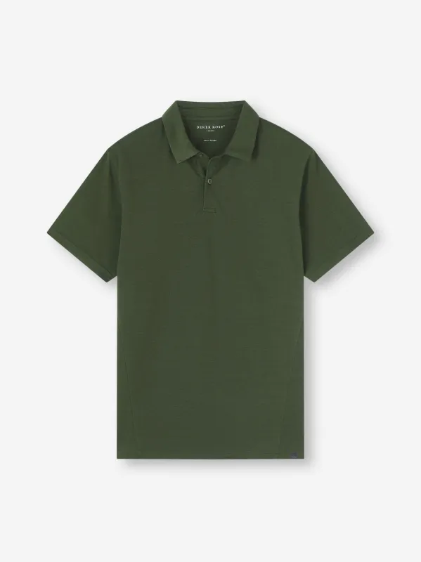 Men's Polo Shirt Ramsay Pique Cotton Lyocell Green sold by Derek Rose