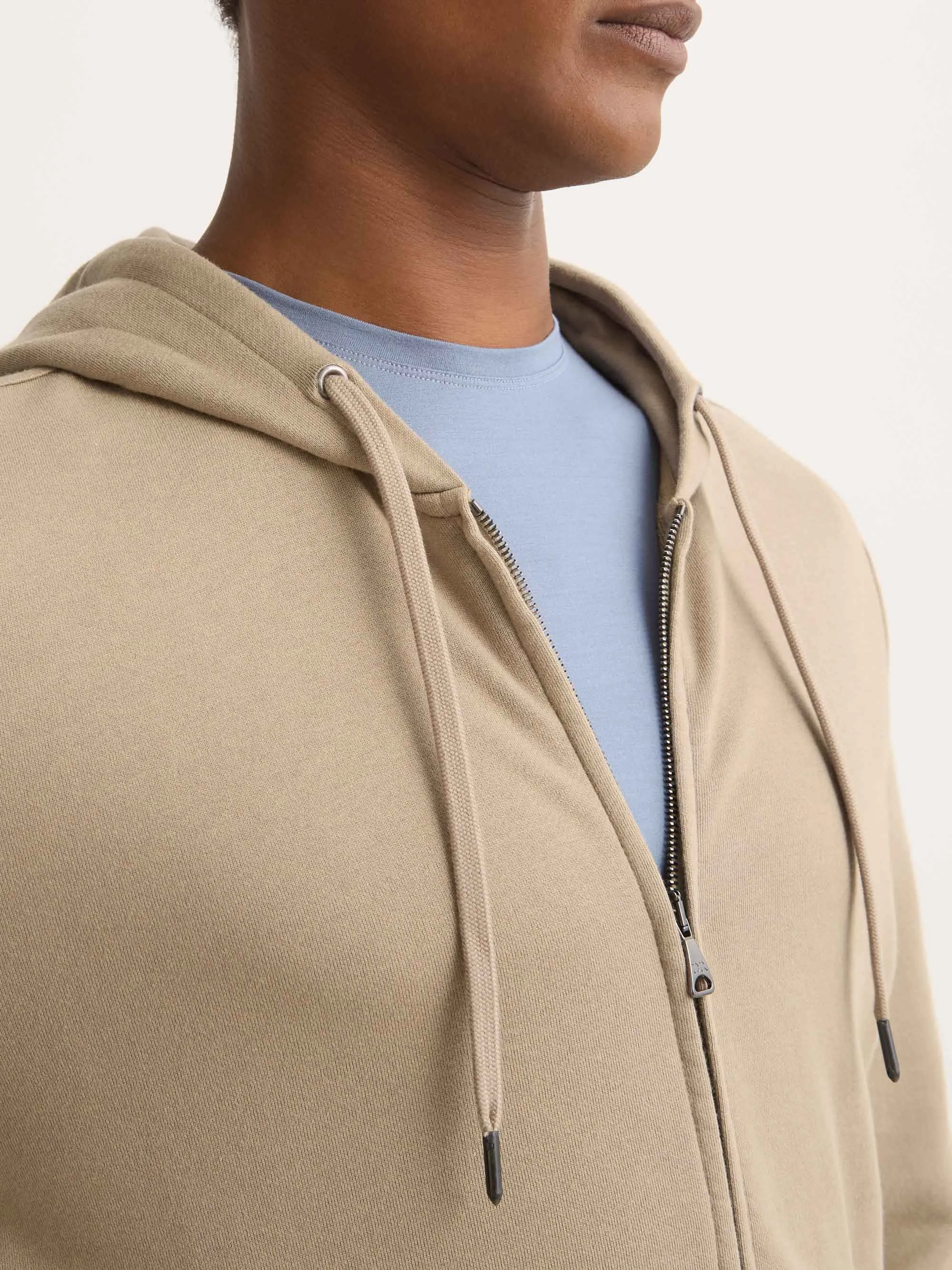 Men's Zip Up Hoodie Quinn Cotton Modal Taupe sold by Derek Rose product image thumbnail 5