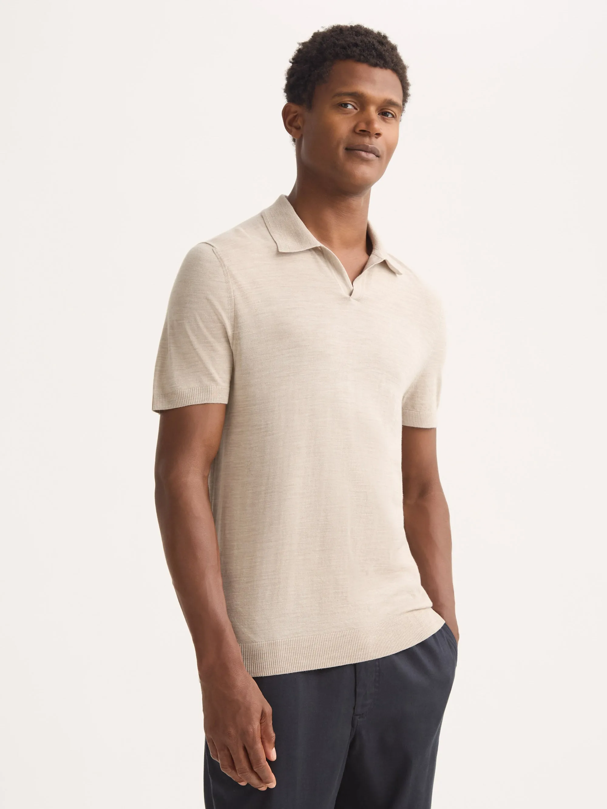 Men's Polo Shirt Orson Merino Wool Ecru sold by Derek Rose product image thumbnail 4