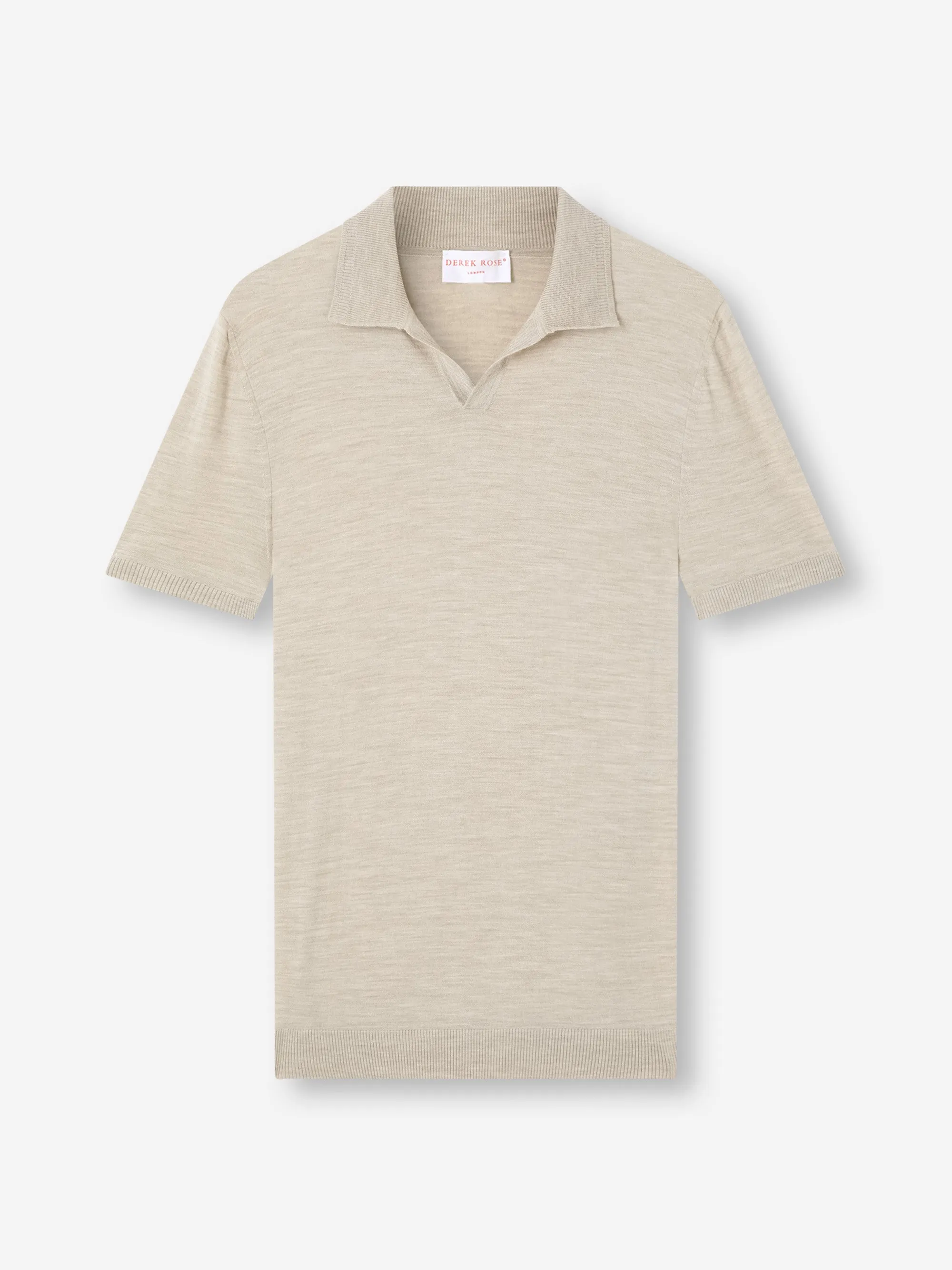 Men's Polo Shirt Orson Merino Wool Ecru sold by Derek Rose