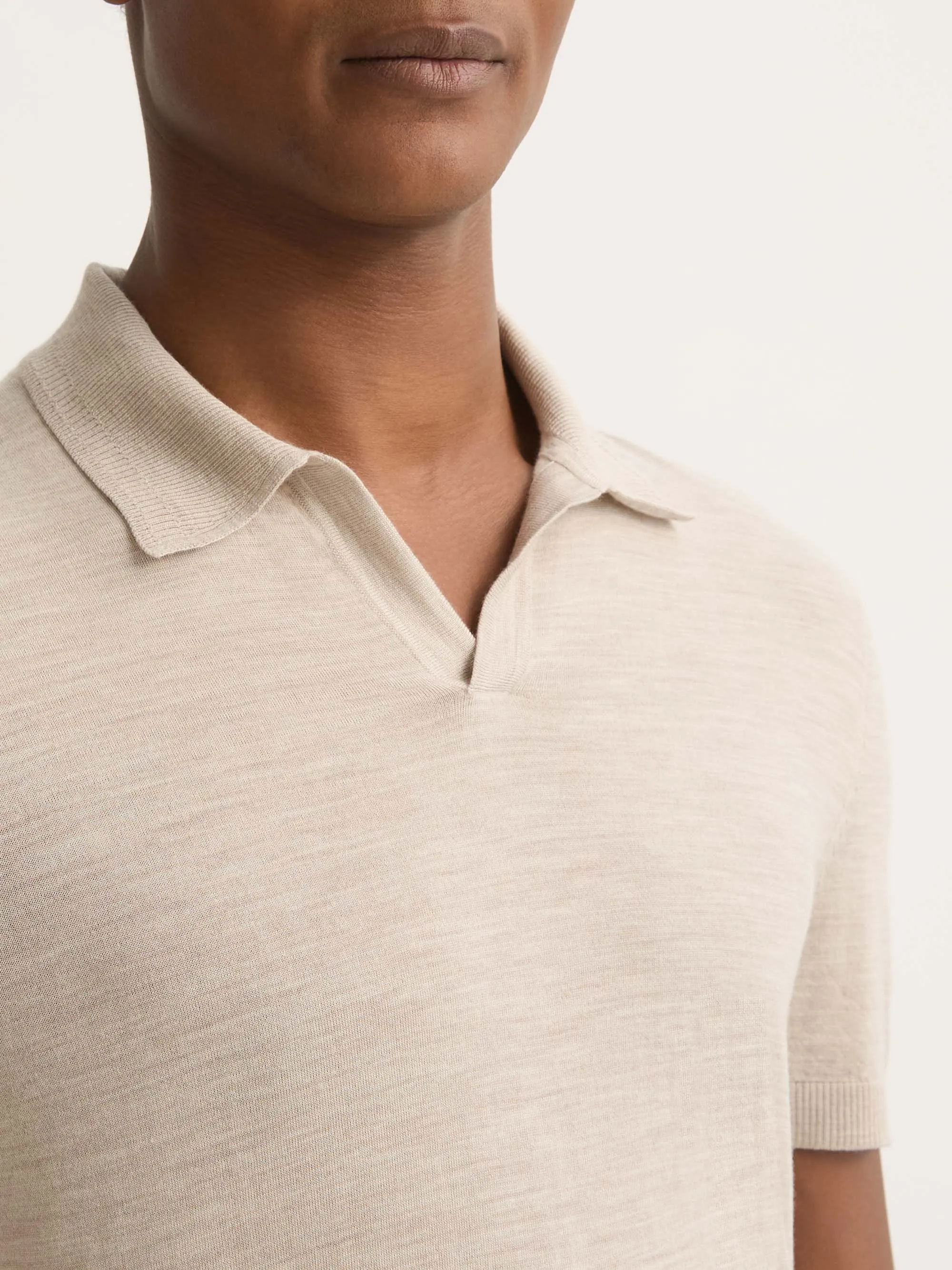 Men's Polo Shirt Orson Merino Wool Ecru sold by Derek Rose product image thumbnail 5