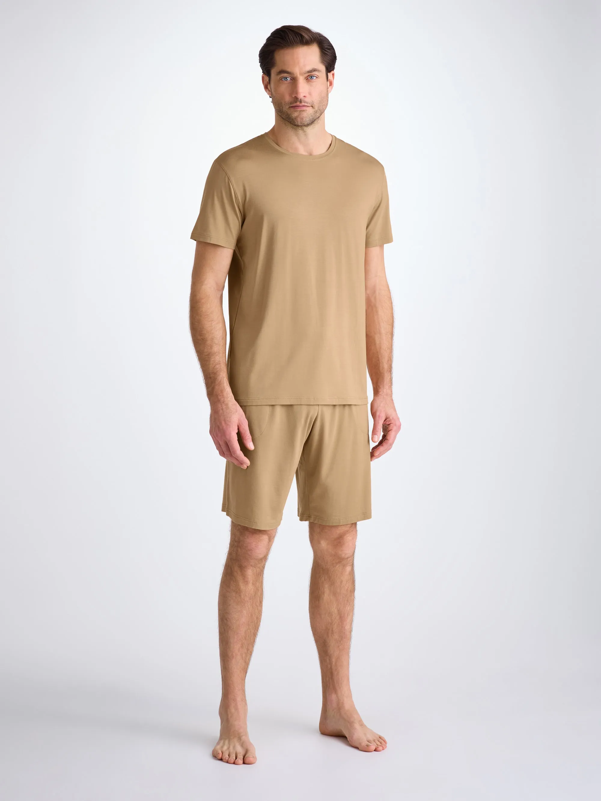 Men's Lounge Shorts Basel Micro Modal Stretch Camel sold by Derek Rose product image thumbnail 3