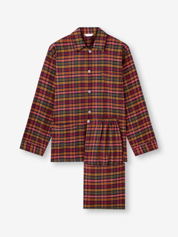 Men's Classic Fit Pajamas Kelburn Brushed Cotton Multicolor Check sold by Derek Rose