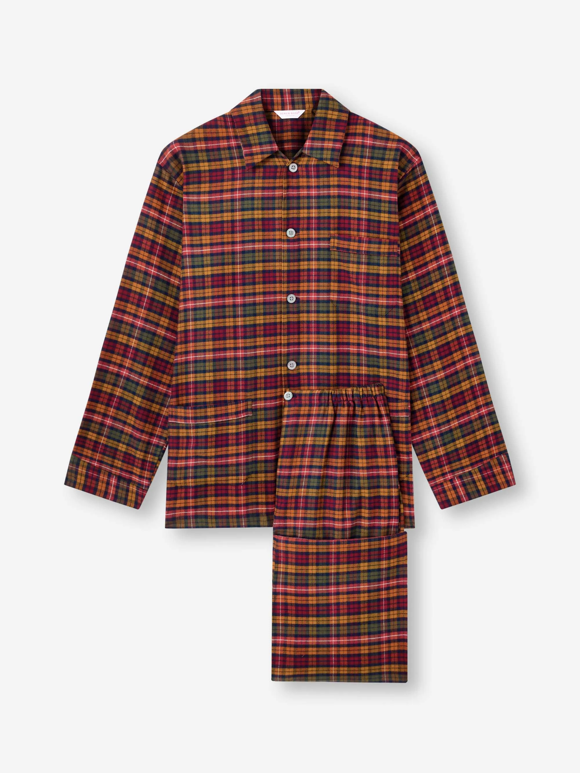 Men's Classic Fit Pajamas Kelburn Brushed Cotton Multicolor Check sold by Derek Rose