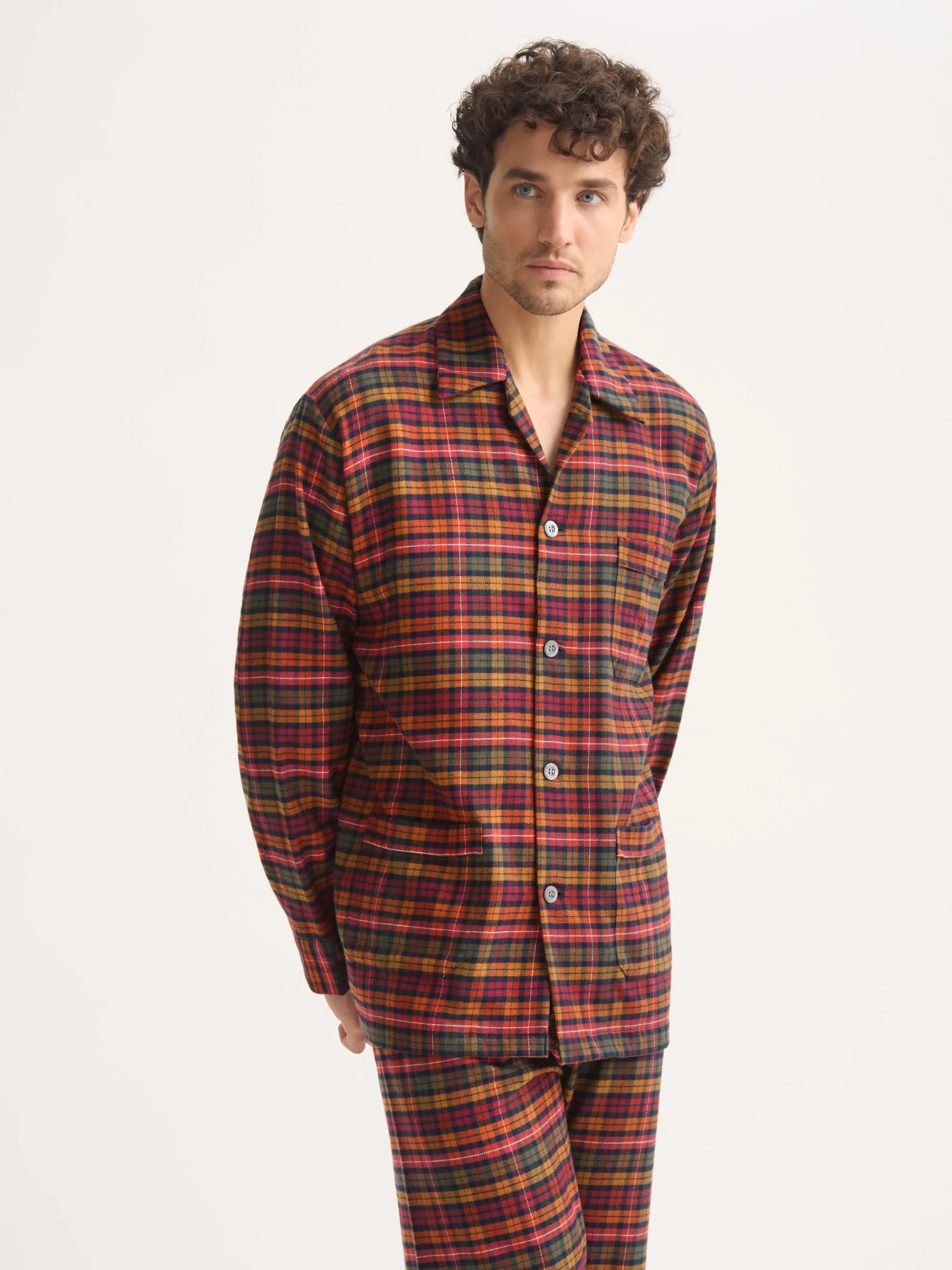 Men's Classic Fit Pajamas Kelburn Brushed Cotton Multicolor Check sold by Derek Rose product image thumbnail 4