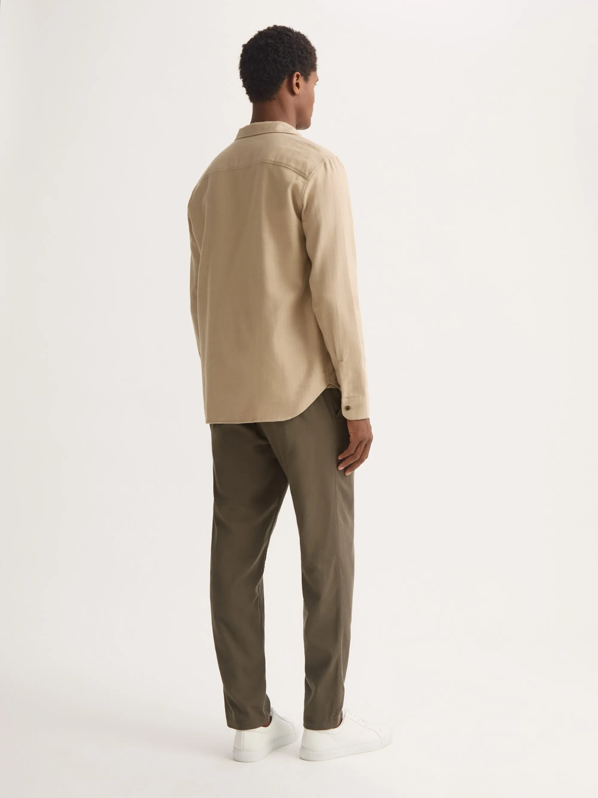 Men's Flannel Shirt Kelburn Brushed Cotton Light Stone Herringbone sold by Derek Rose product image thumbnail 3