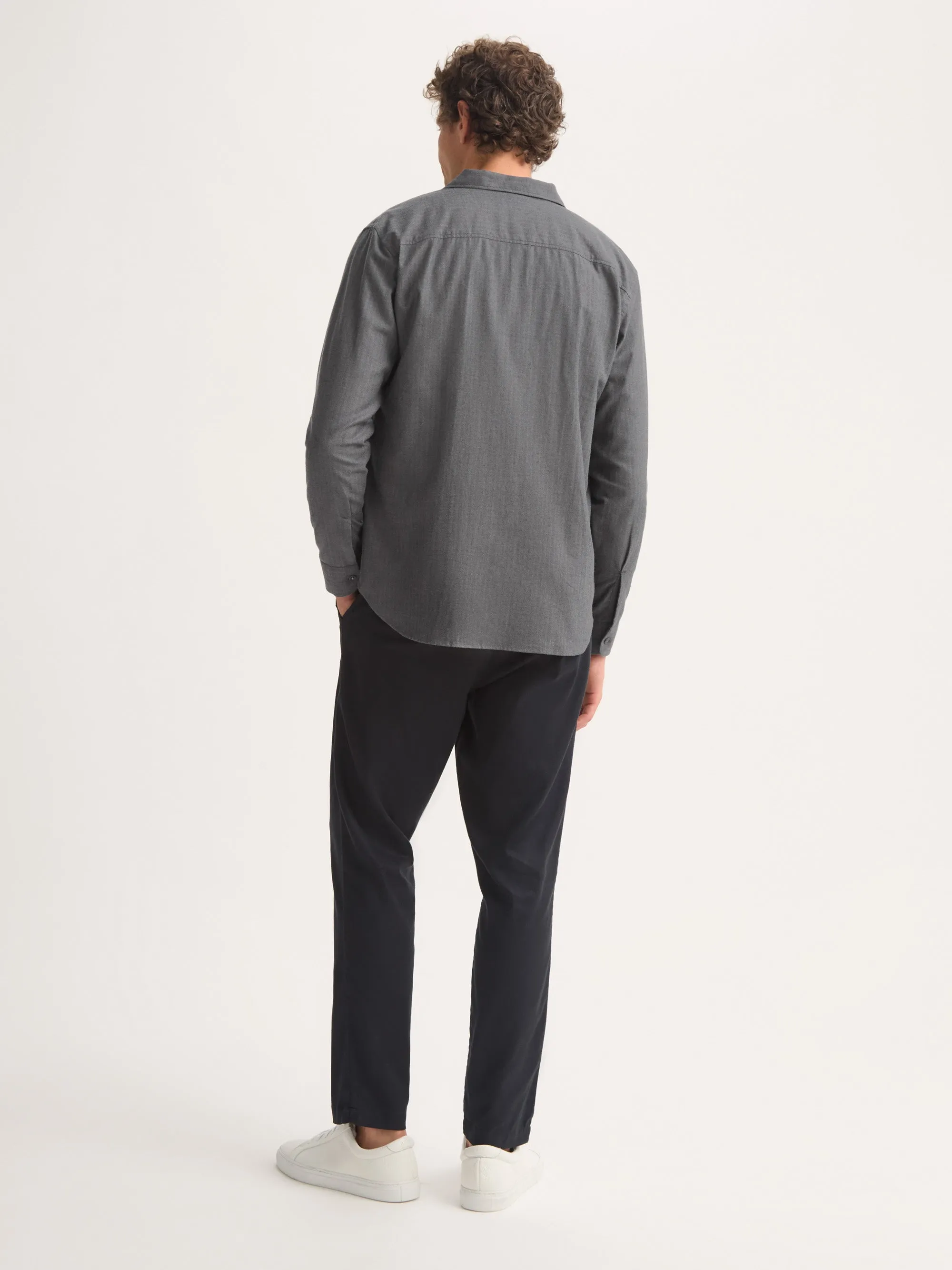 Balmoral Brushed Cotton Flannel Shirt Charcoal Gray Herringbone sold by Derek Rose product image thumbnail 4