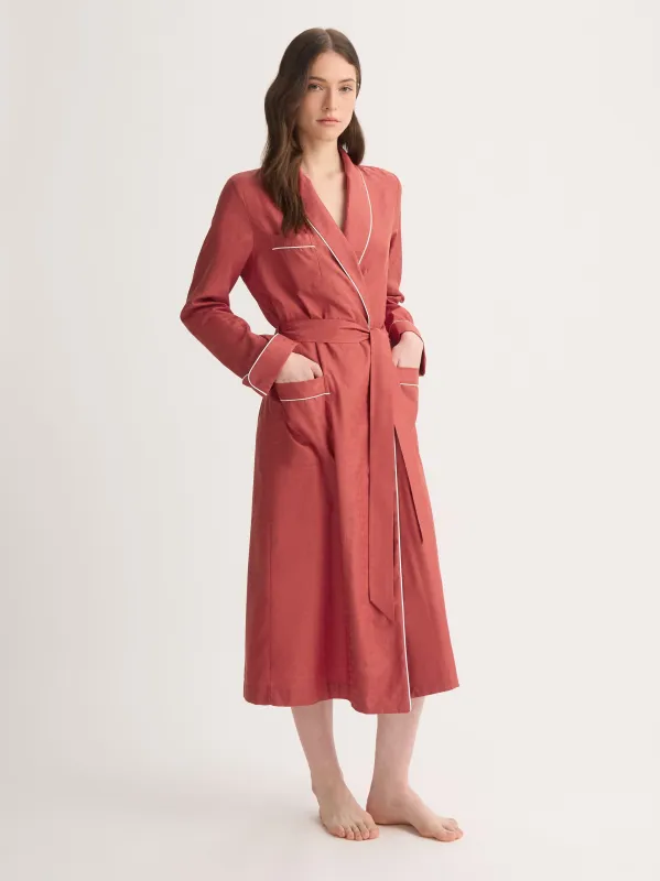 Women's Robe Cotton Jacquard Red Rose Motif sold by Derek Rose