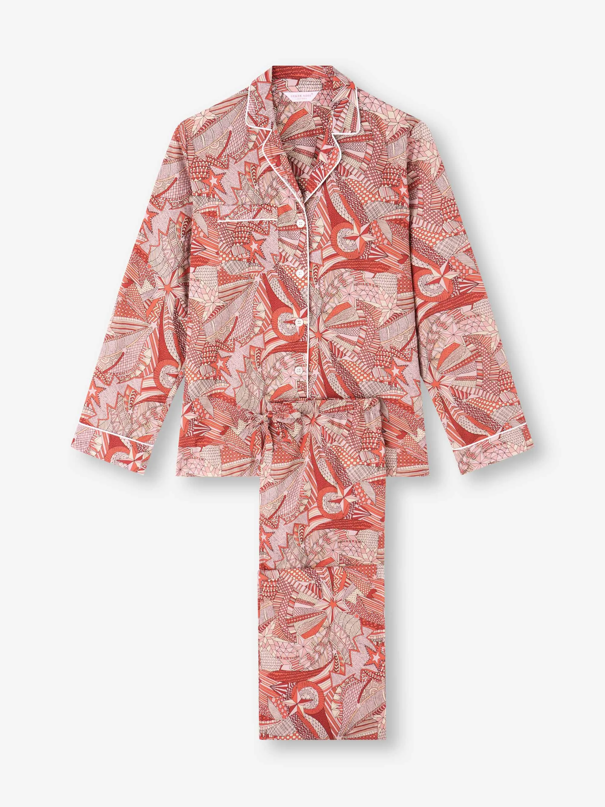 Women's Pajamas Cotton Batiste Rustic Red Celebration Print sold by Derek Rose product image thumbnail 5