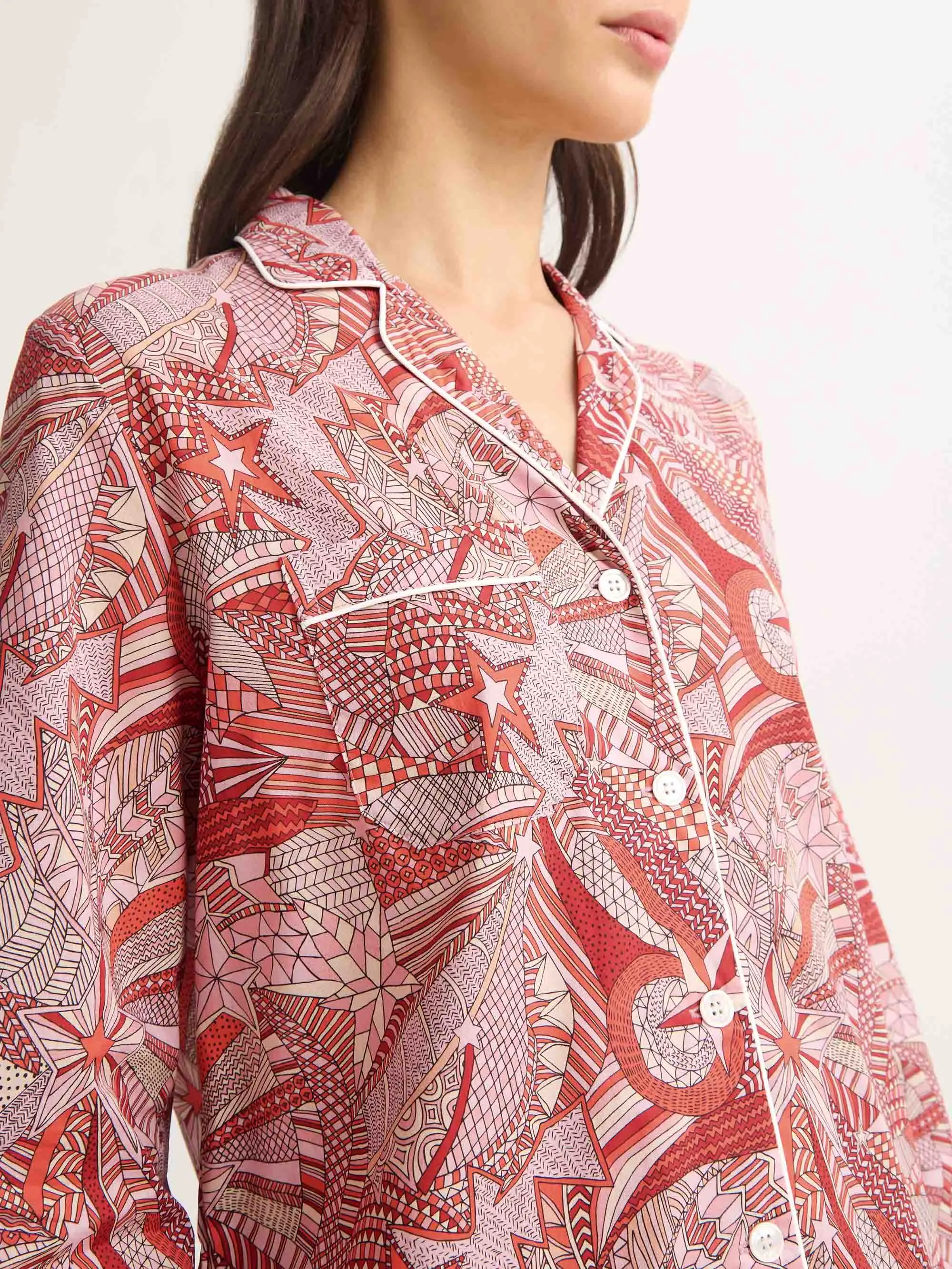 Women's Pajamas Cotton Batiste Rustic Red Celebration Print sold by Derek Rose product image thumbnail 4