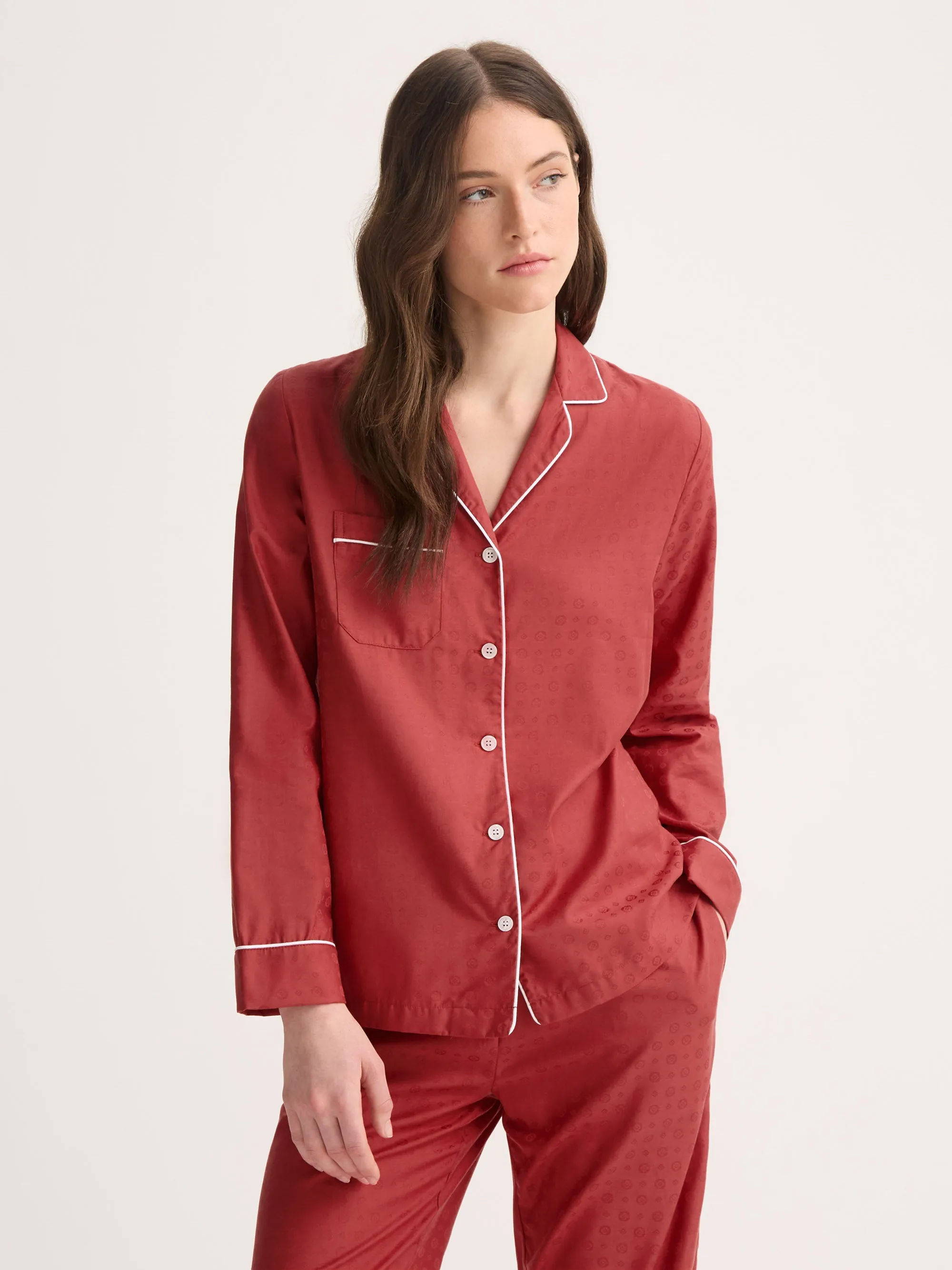 Women's Pajamas Cotton Jacquard Red Rose Motif sold by Derek Rose product image thumbnail 3