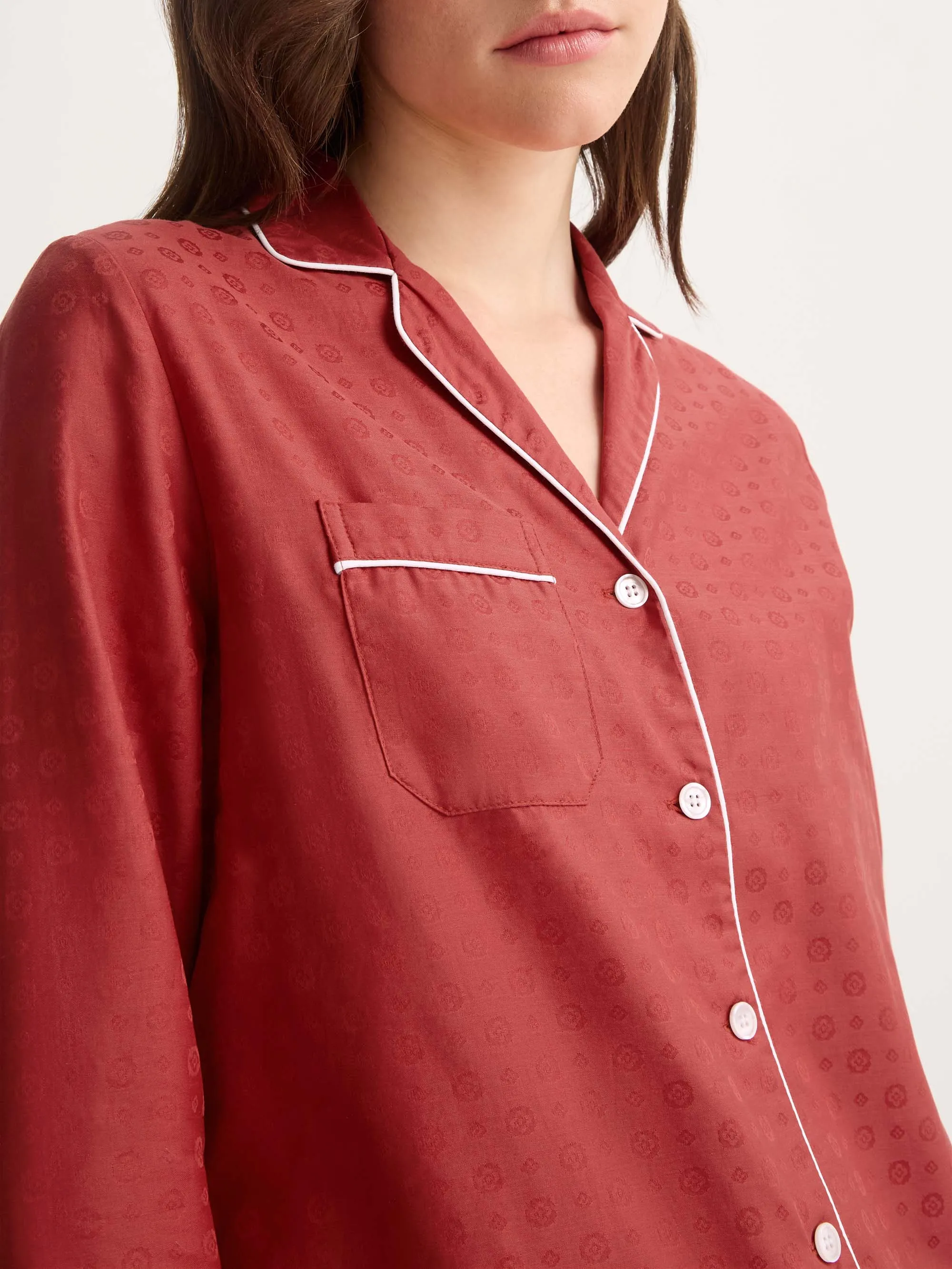 Women's Pajamas Cotton Jacquard Red Rose Motif sold by Derek Rose product image thumbnail 4