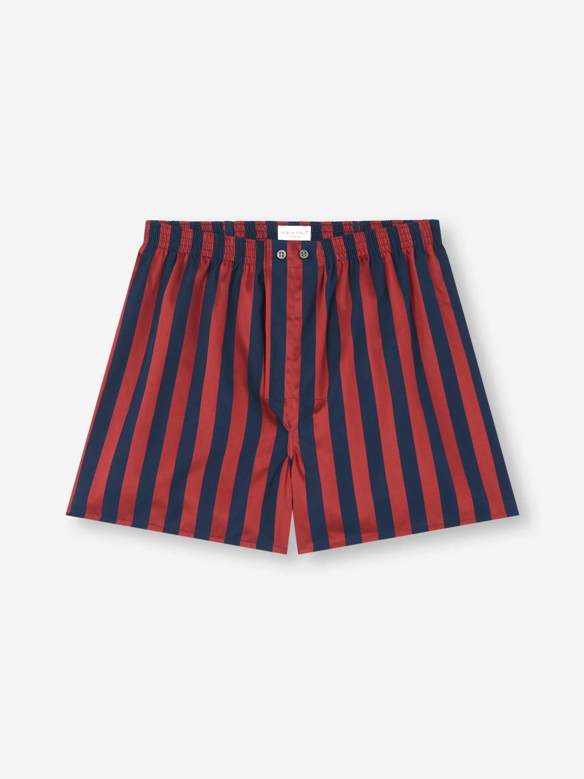 Men's Classic Fit Boxers Royal Cotton Navy Blue & Red Stripe sold by Derek Rose