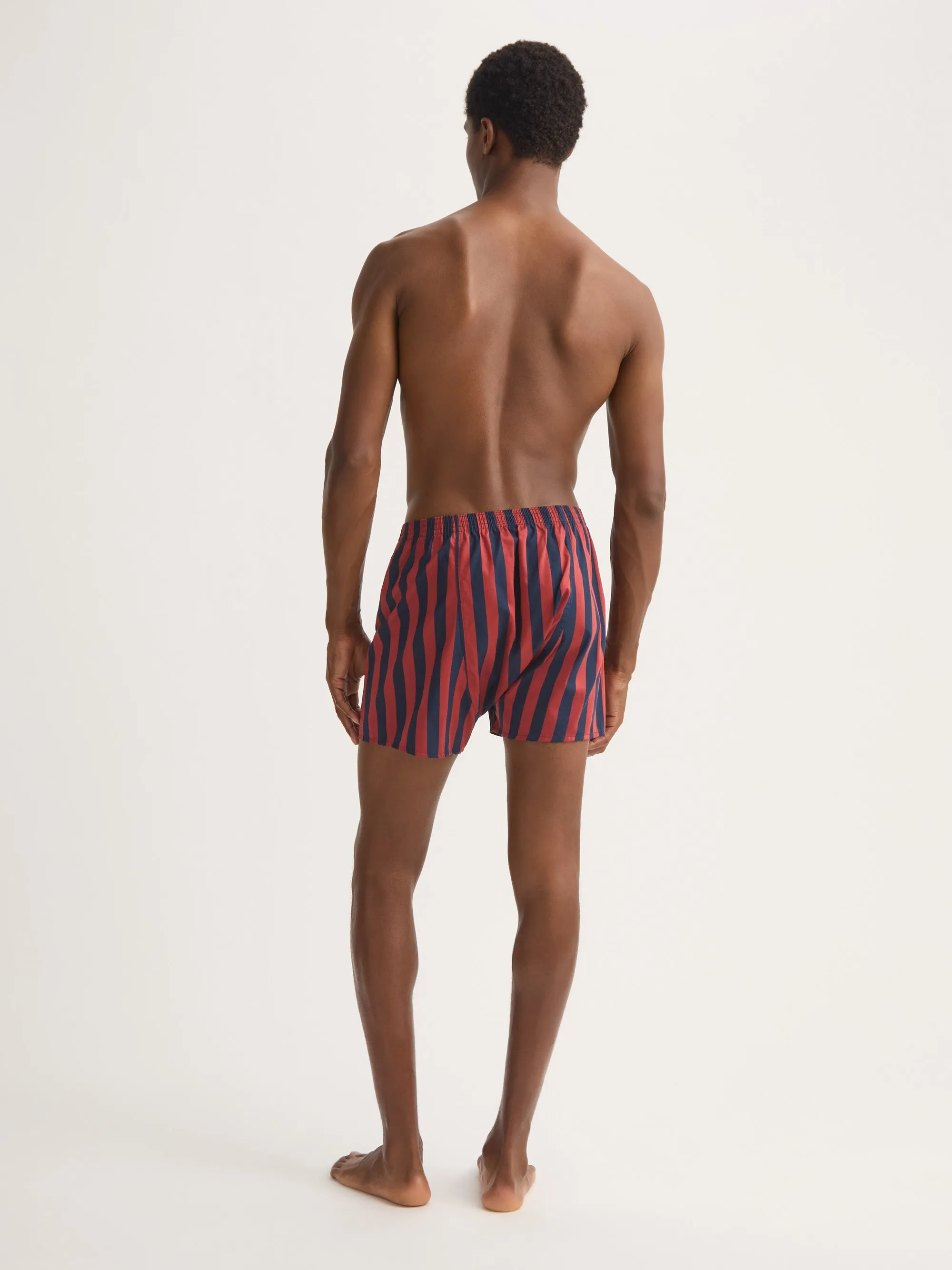 Men's Classic Fit Boxers Royal Cotton Navy Blue & Red Stripe sold by Derek Rose product image thumbnail 3