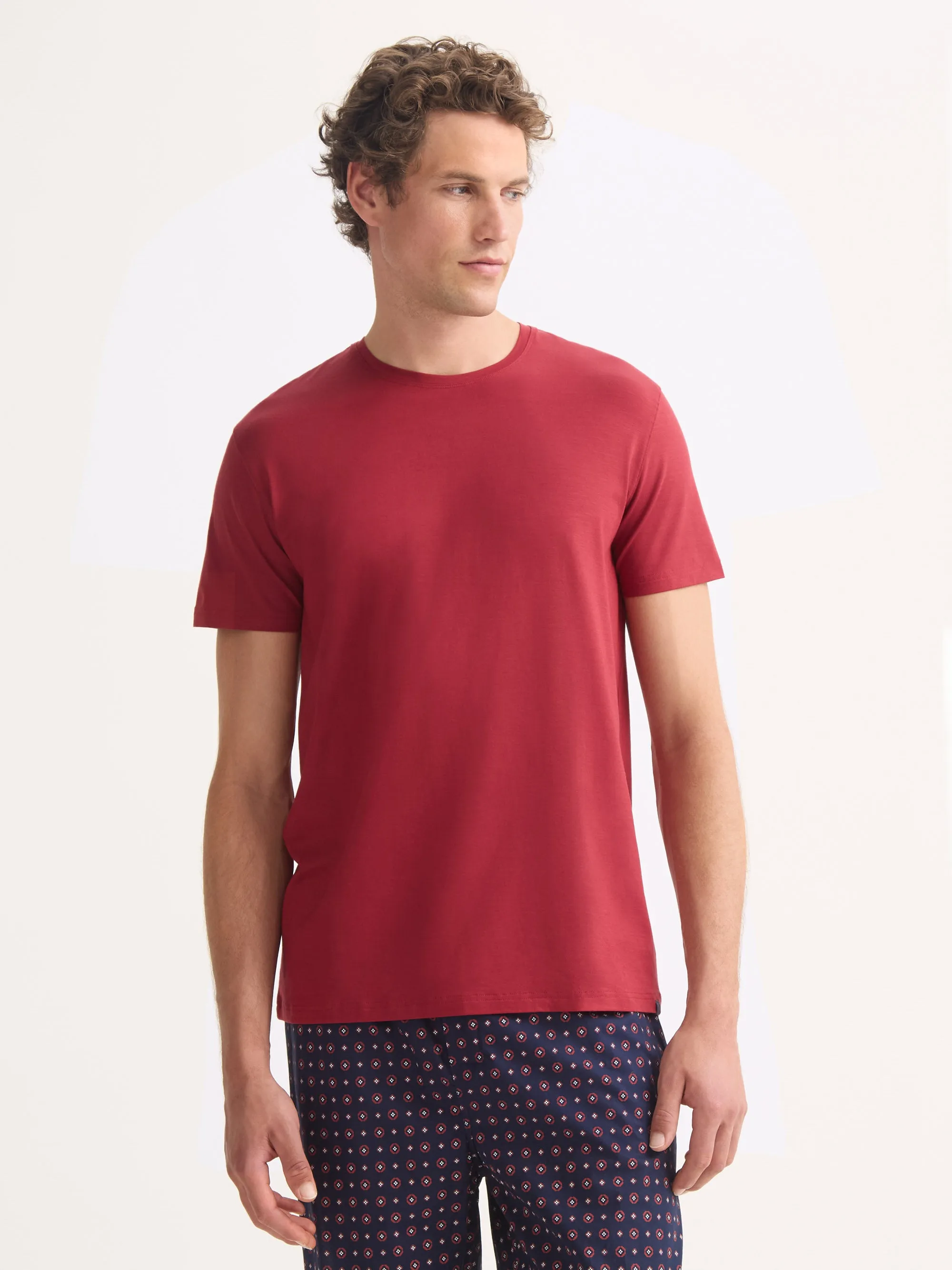 Men's T-Shirt Basel Micro Modal Stretch Rustic Red sold by Derek Rose product image thumbnail 4