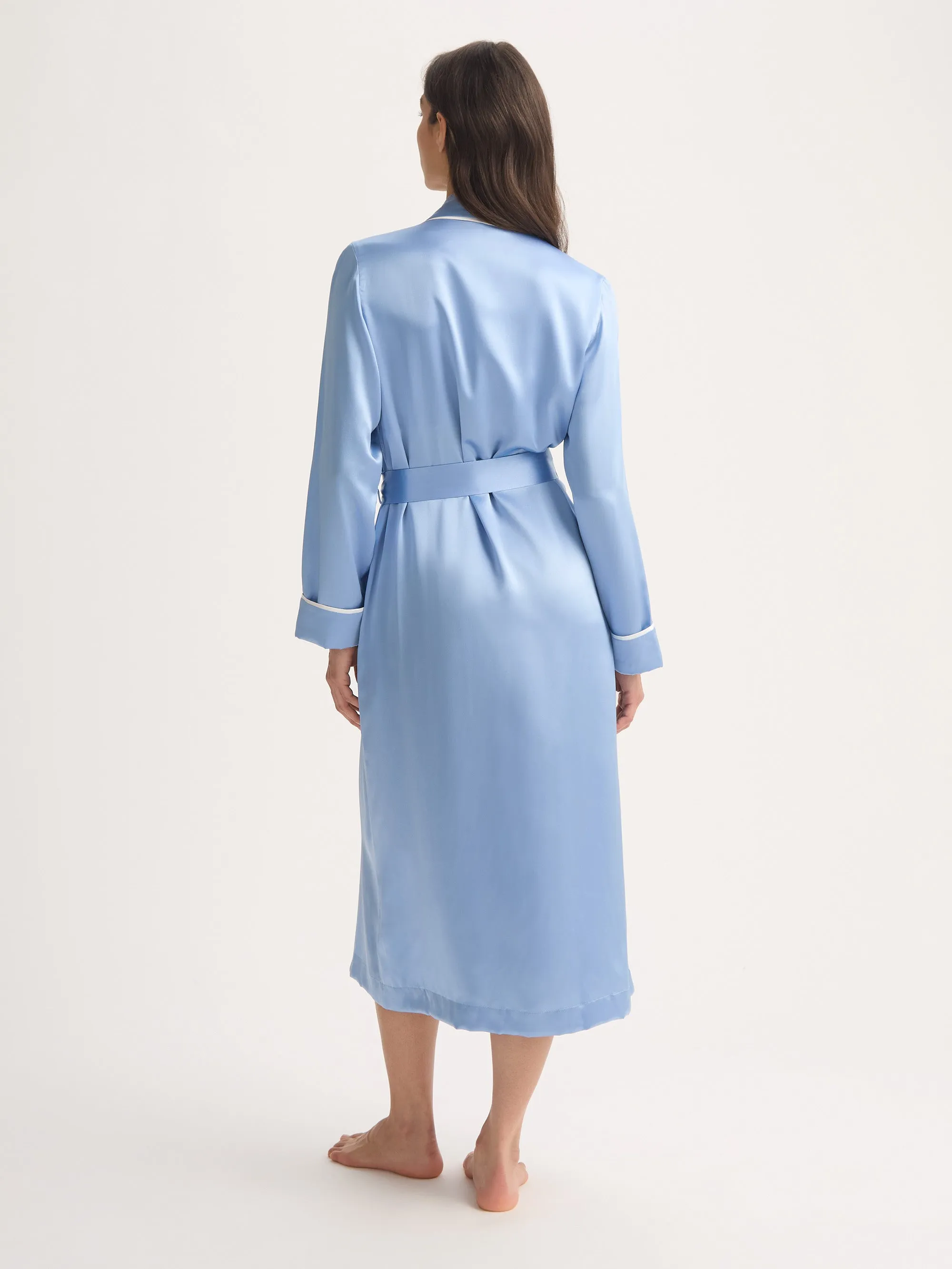 Women's Long Robe Bailey Silk Cloud Blue sold by Derek Rose product image thumbnail 3