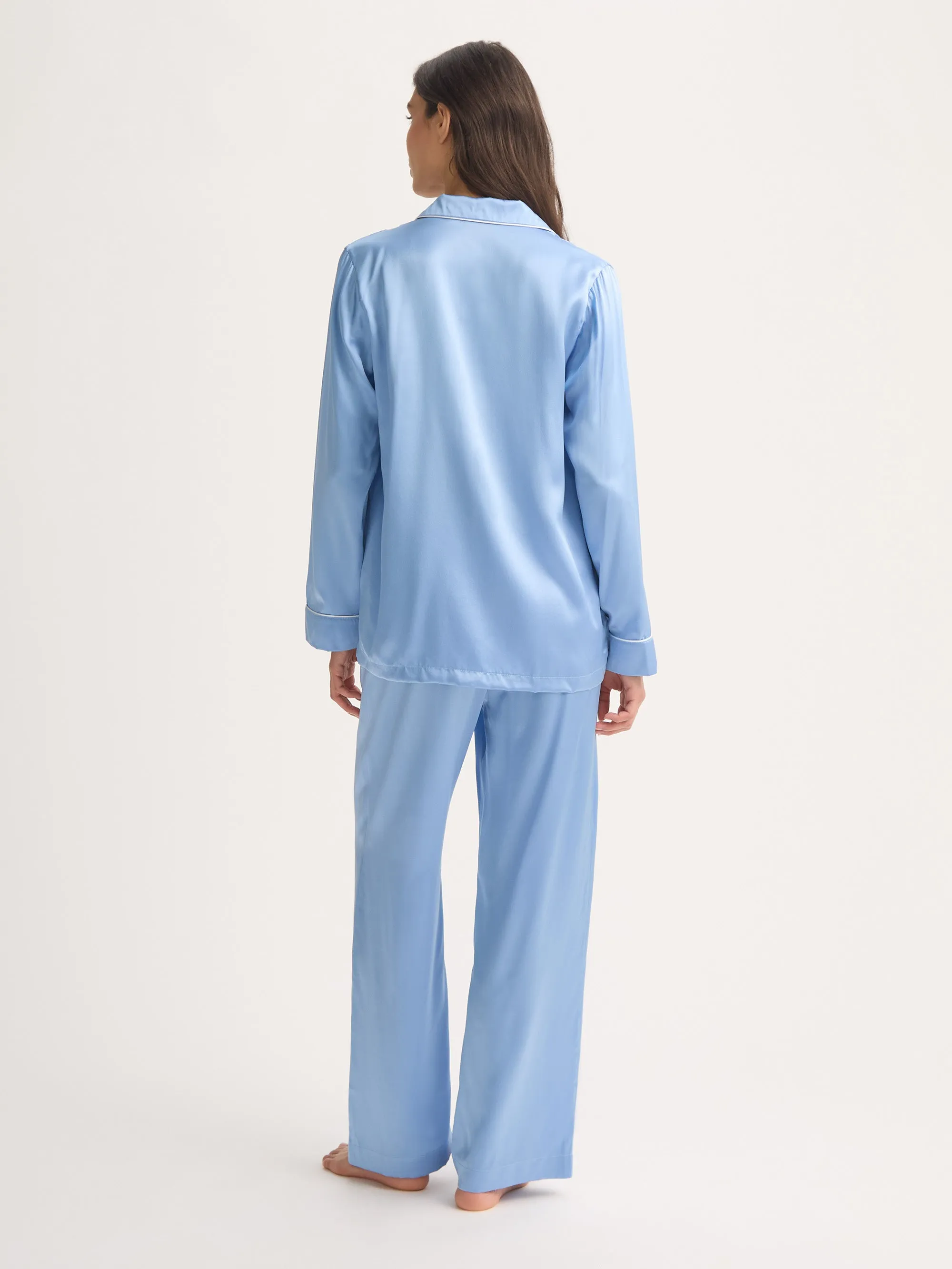 Women's Silk Pajamas Bailey Silk Cloud Blue sold by Derek Rose product image thumbnail 2