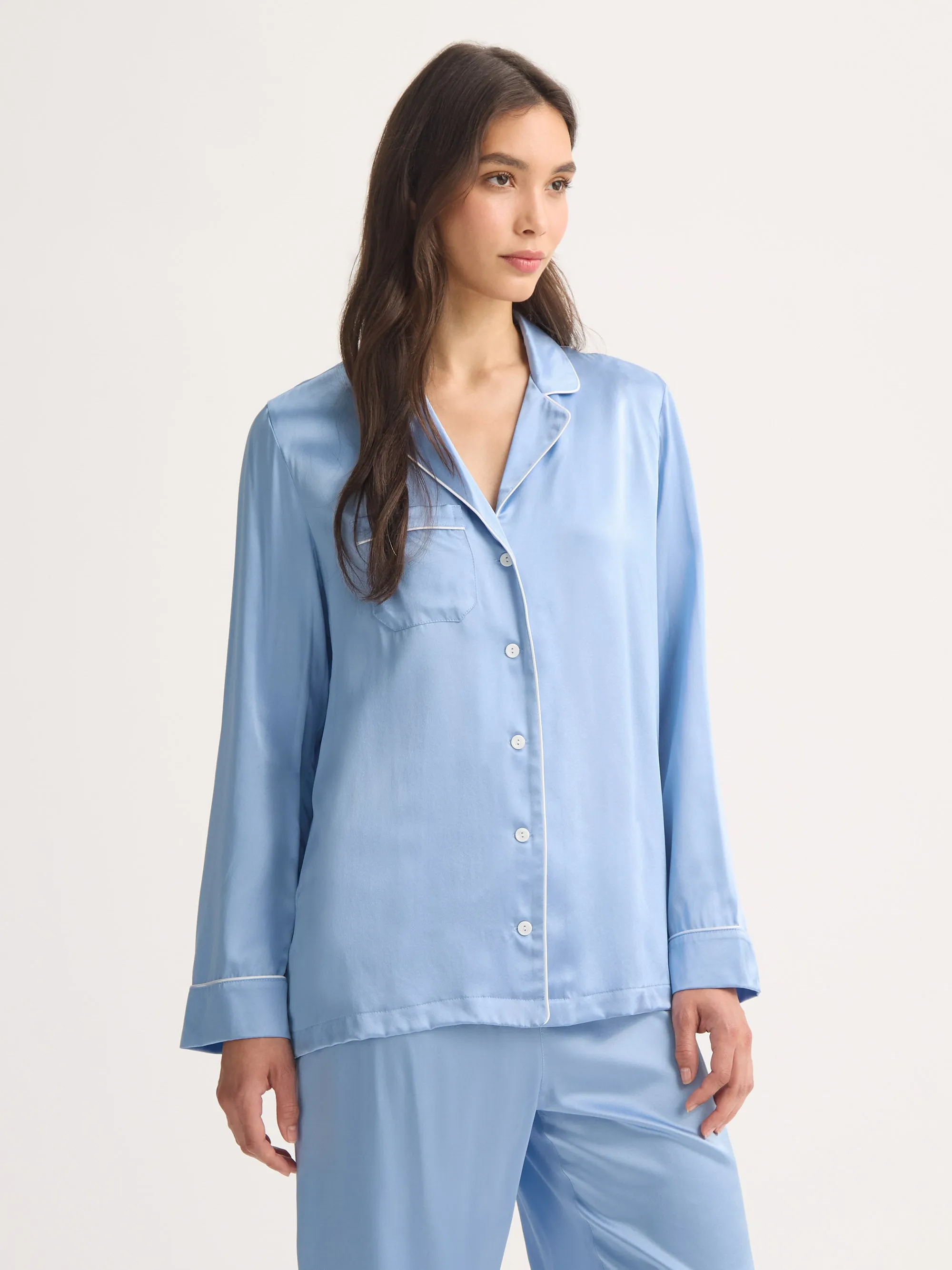 Women's Silk Pajamas Bailey Silk Cloud Blue sold by Derek Rose product image thumbnail 3