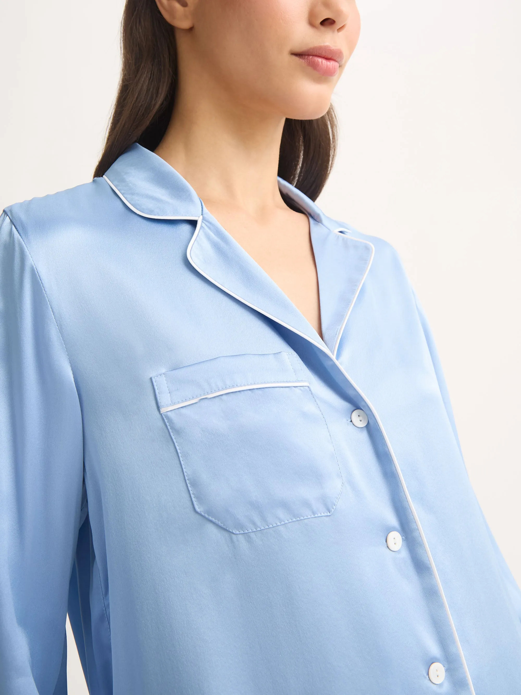 Women's Silk Pajamas Bailey Silk Cloud Blue sold by Derek Rose product image thumbnail 4