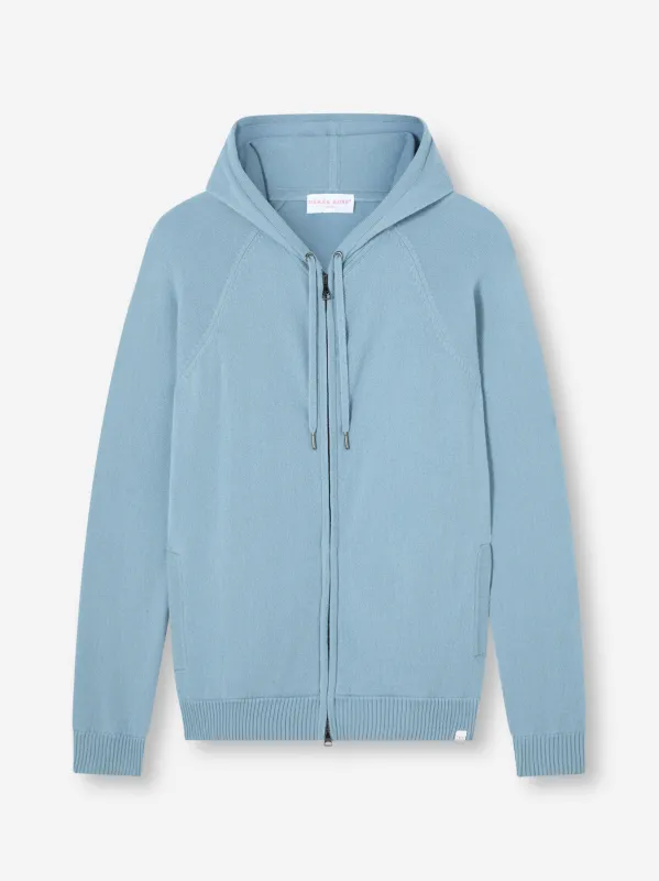 Men's Zip Up Hoodie Finley Cashmere Stone Blue sold by Derek Rose