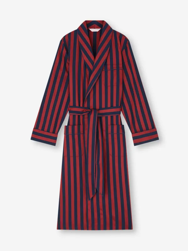 Men's Robe Royal Cotton Navy Blue & Red Stripe sold by Derek Rose