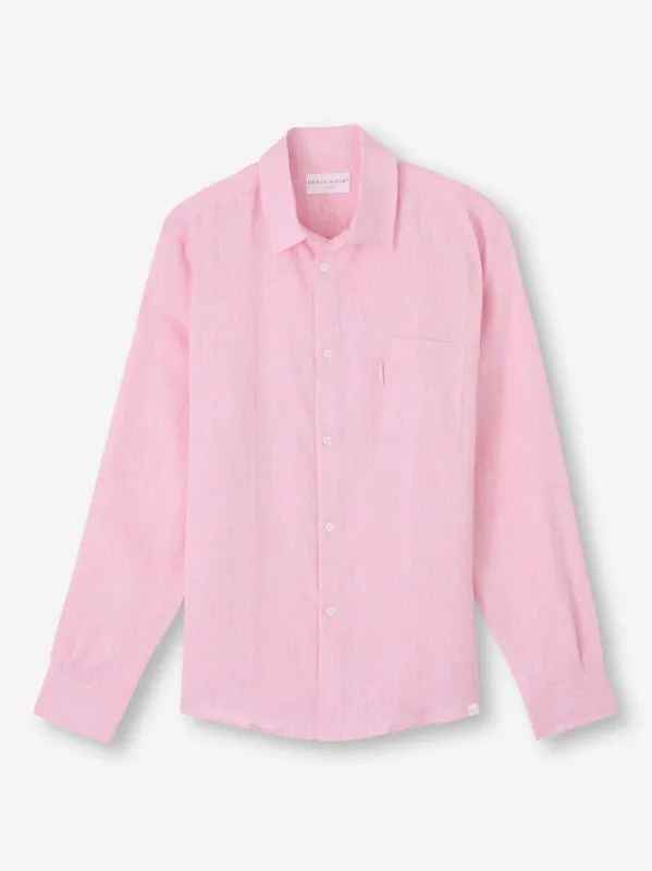 Men's Shirt Monaco Linen Pink sold by Derek Rose