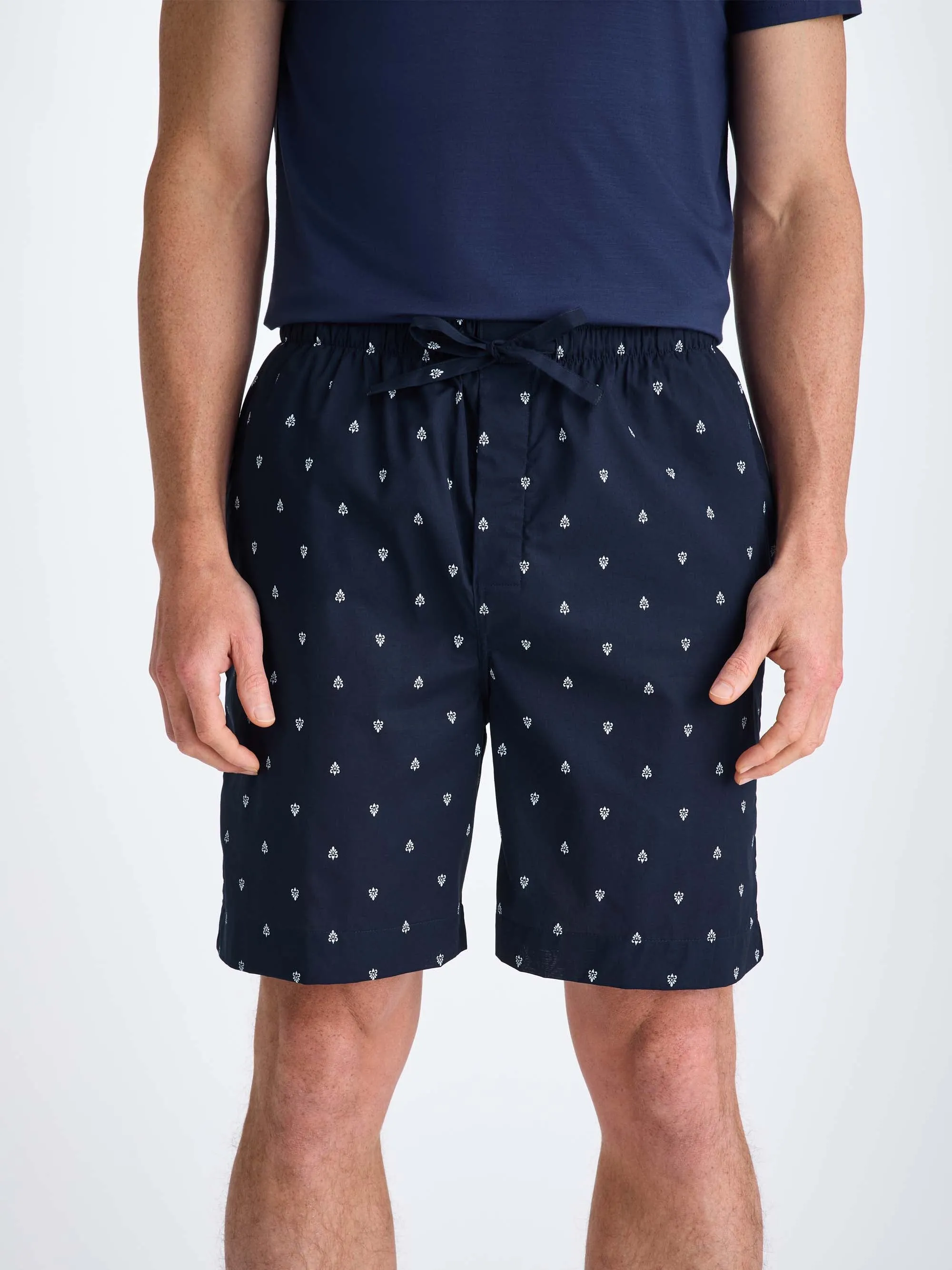 Men's Lounge Shorts Cotton Batiste Navy Paisley Motif sold by Derek Rose product image thumbnail 5