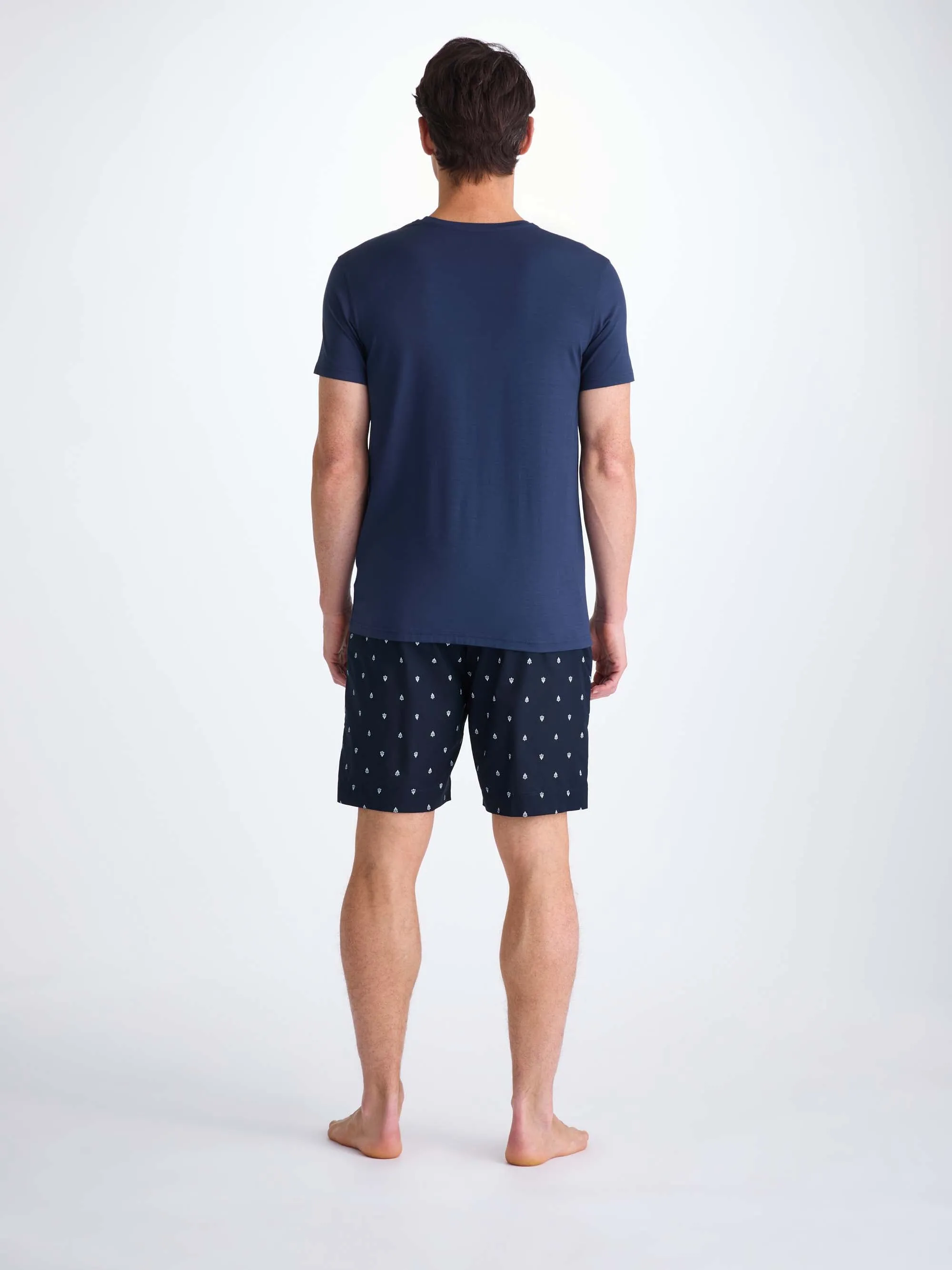 Men's Lounge Shorts Cotton Batiste Navy Paisley Motif sold by Derek Rose product image thumbnail 3