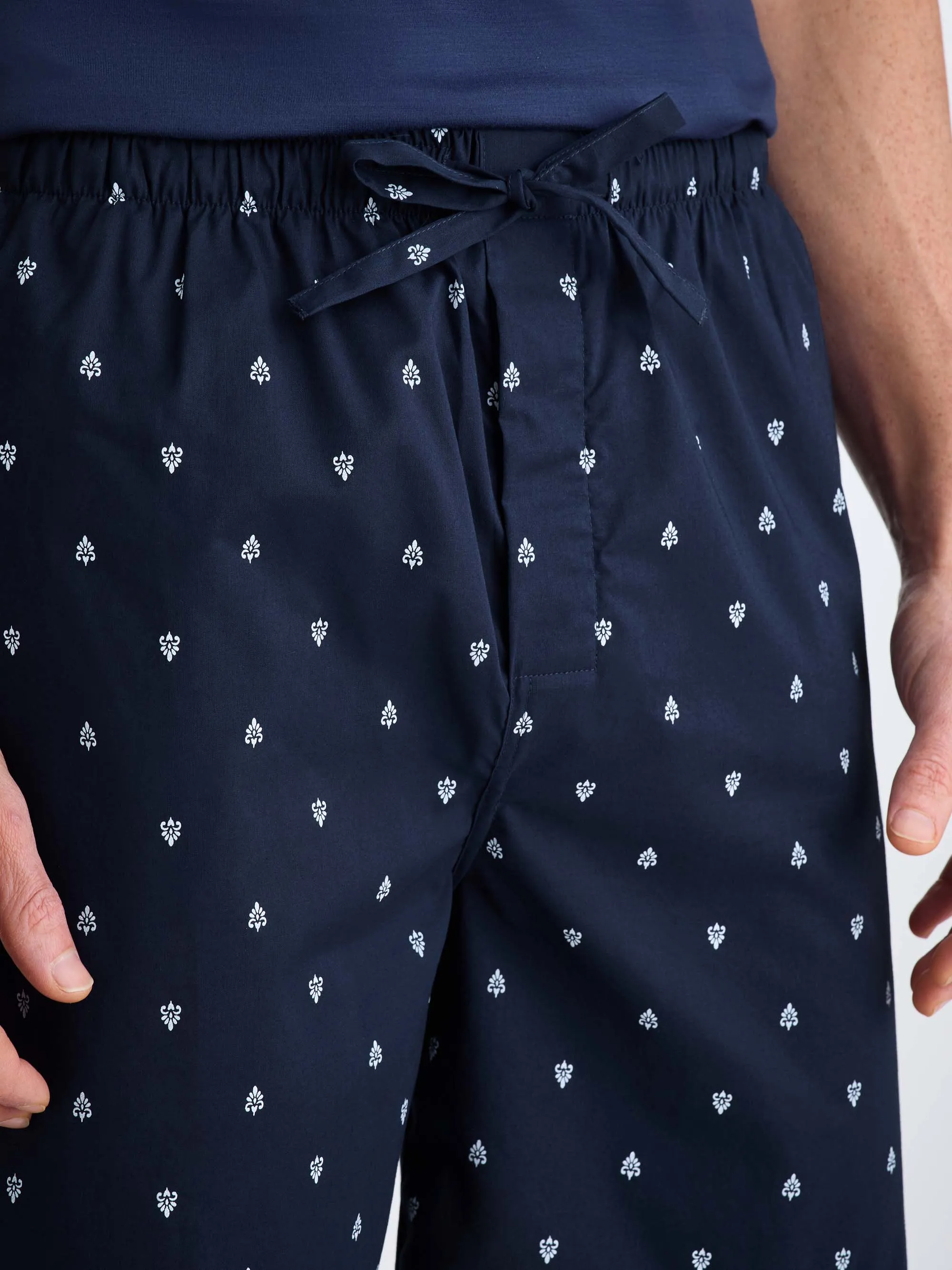Men's Lounge Shorts Cotton Batiste Navy Paisley Motif sold by Derek Rose product image thumbnail 2