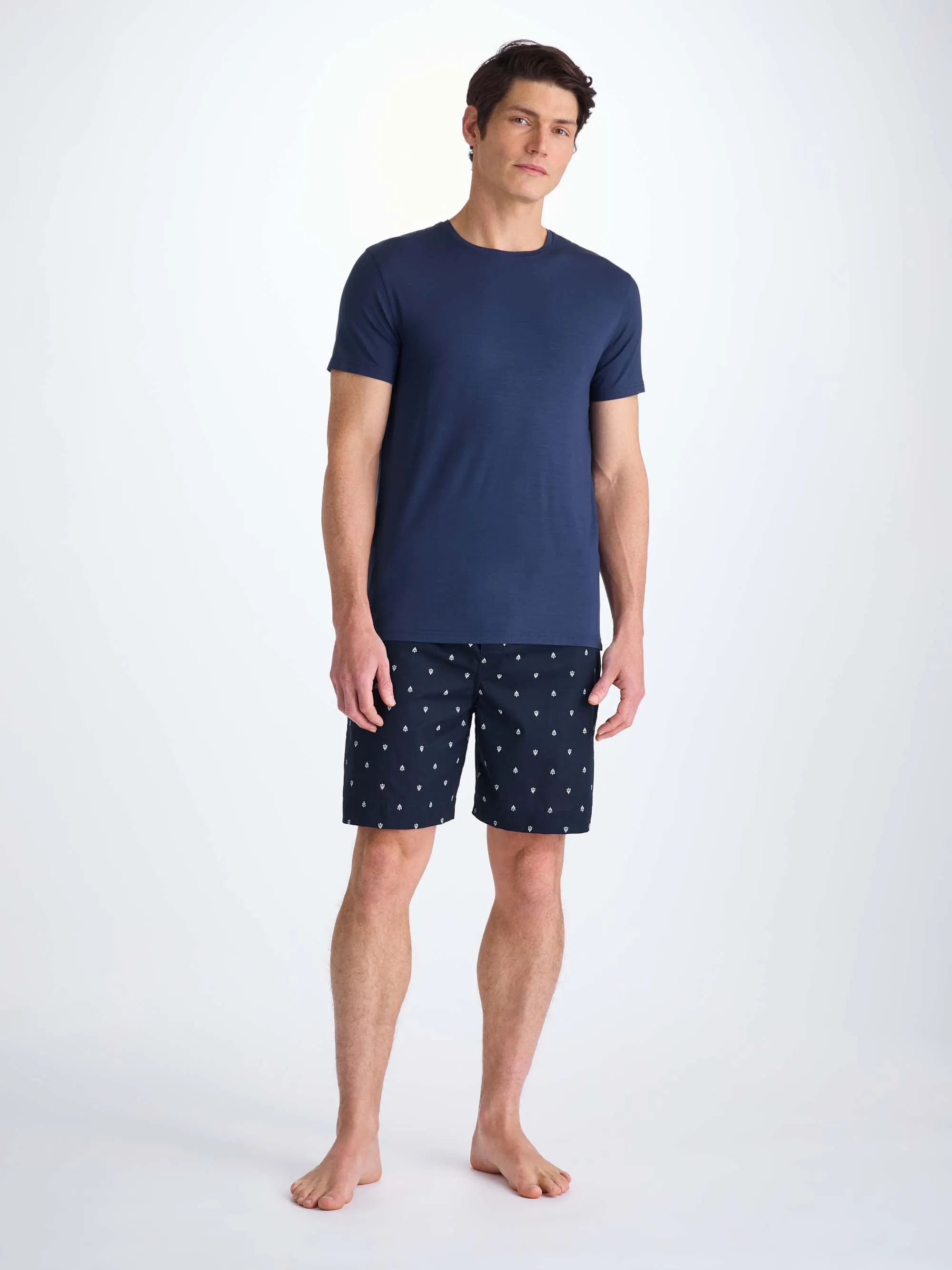 Men's Lounge Shorts Cotton Batiste Navy Paisley Motif sold by Derek Rose product image thumbnail 4