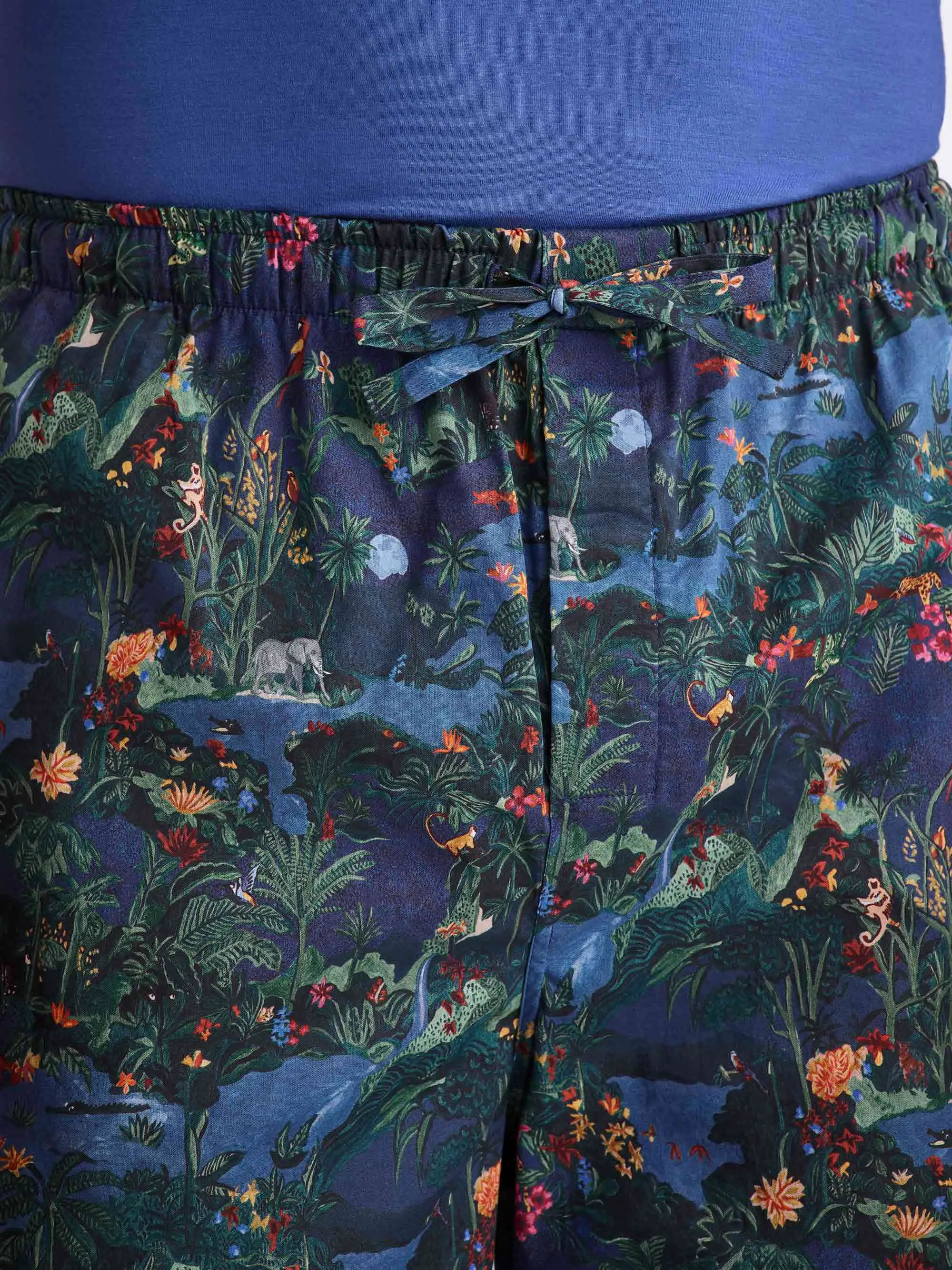 Men's Lounge Shorts Cotton Batiste Multi Midnight Jungle Print sold by Derek Rose product image thumbnail 5