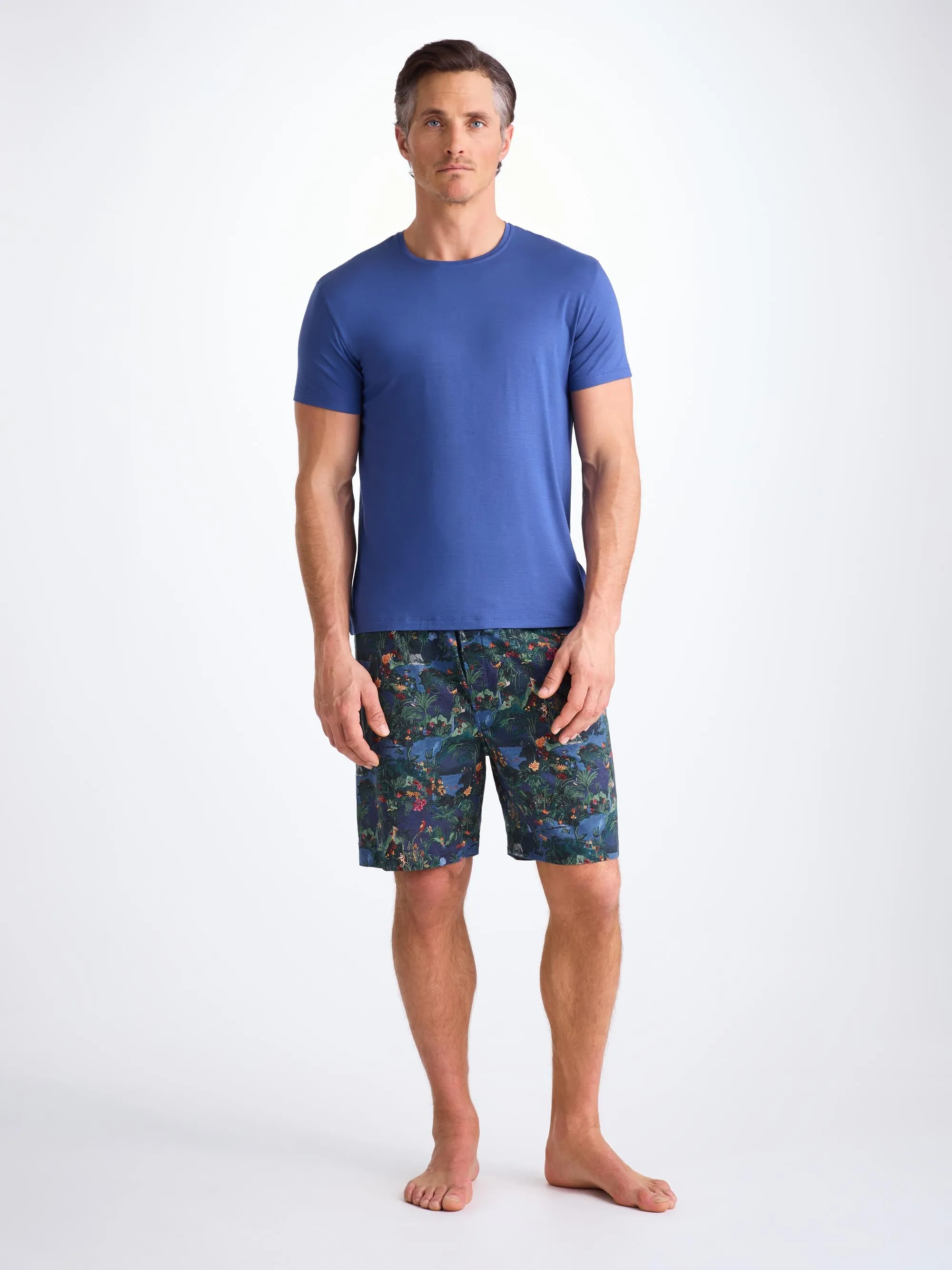 Men's Lounge Shorts Cotton Batiste Multi Midnight Jungle Print sold by Derek Rose product image thumbnail 3