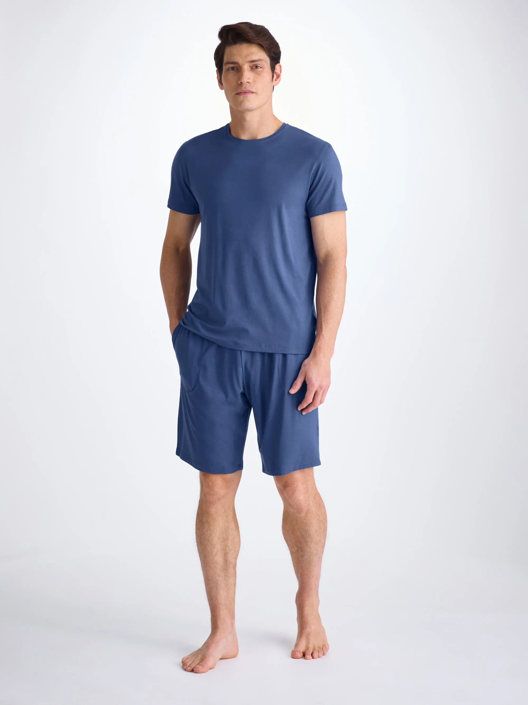Men's Lounge Shorts Basel Micro Modal Stretch Sapphire sold by Derek Rose product image thumbnail 3