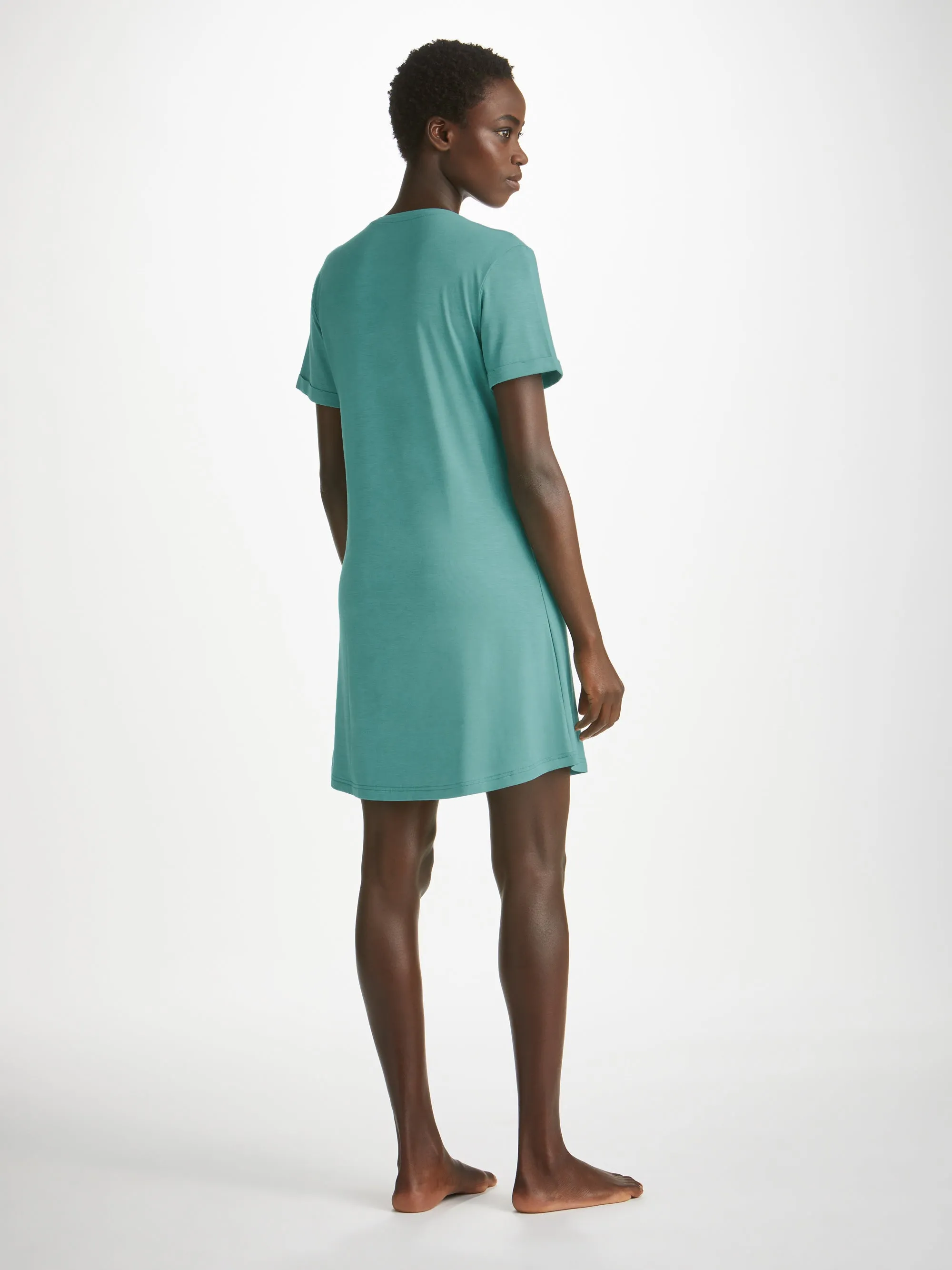 Women's V-Neck Sleep T-Shirt Lara Micro Modal Stretch Teal sold by Derek Rose product image thumbnail 4