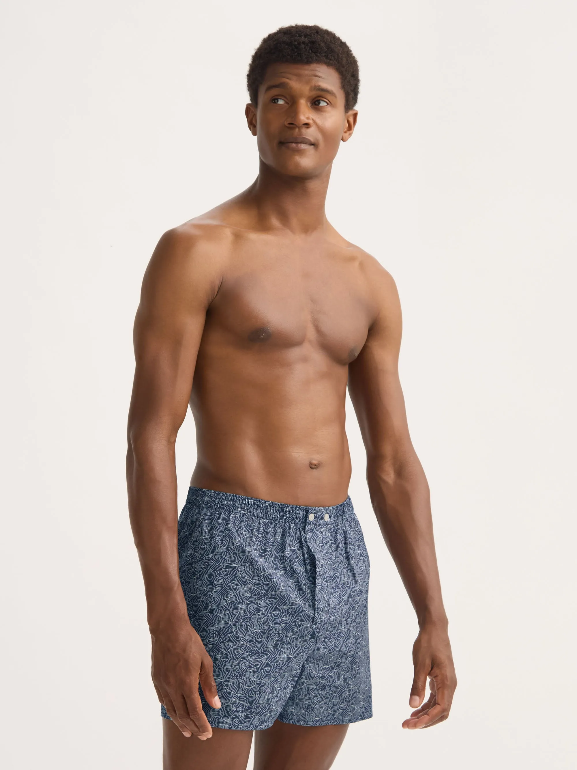 Men's Classic Fit Boxers Cotton Batiste Navy Blue Night Sky Print sold by Derek Rose product image thumbnail 4