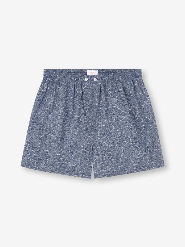 Men's Classic Fit Boxers Cotton Batiste Navy Blue Night Sky Print sold by Derek Rose