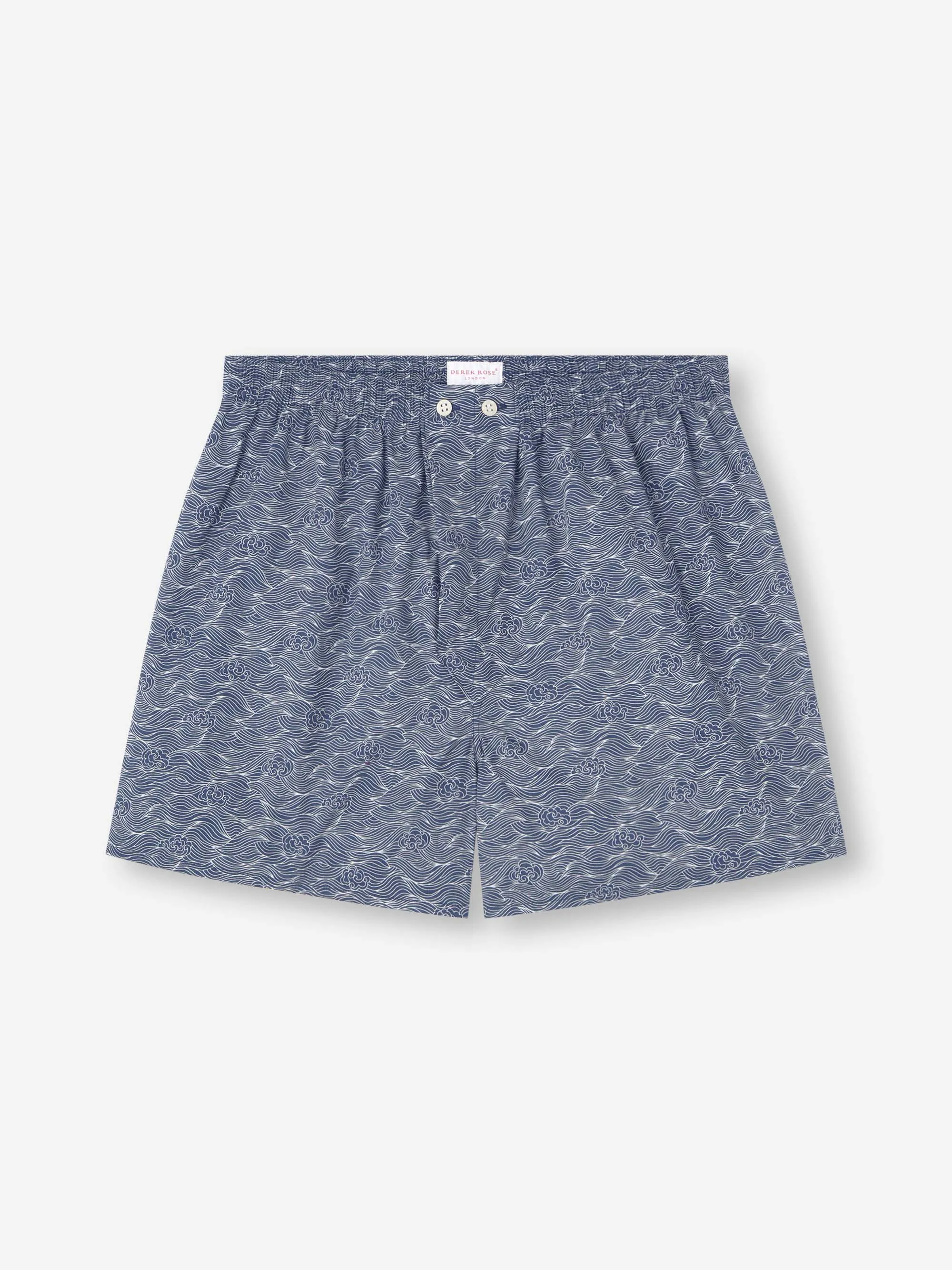 Men's Classic Fit Boxers Cotton Batiste Navy Blue Night Sky Print sold by Derek Rose