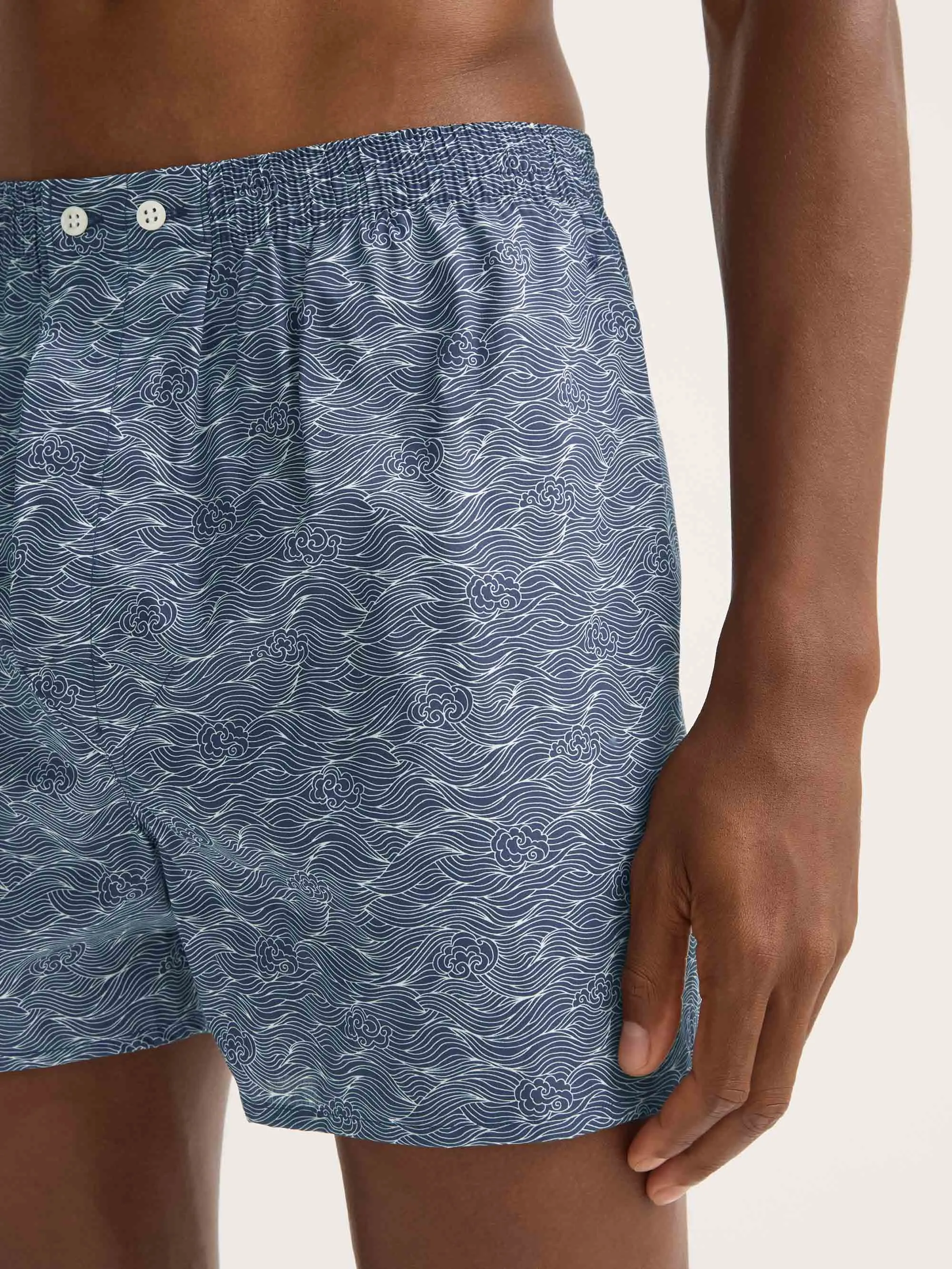 Men's Classic Fit Boxers Cotton Batiste Navy Blue Night Sky Print sold by Derek Rose product image thumbnail 5