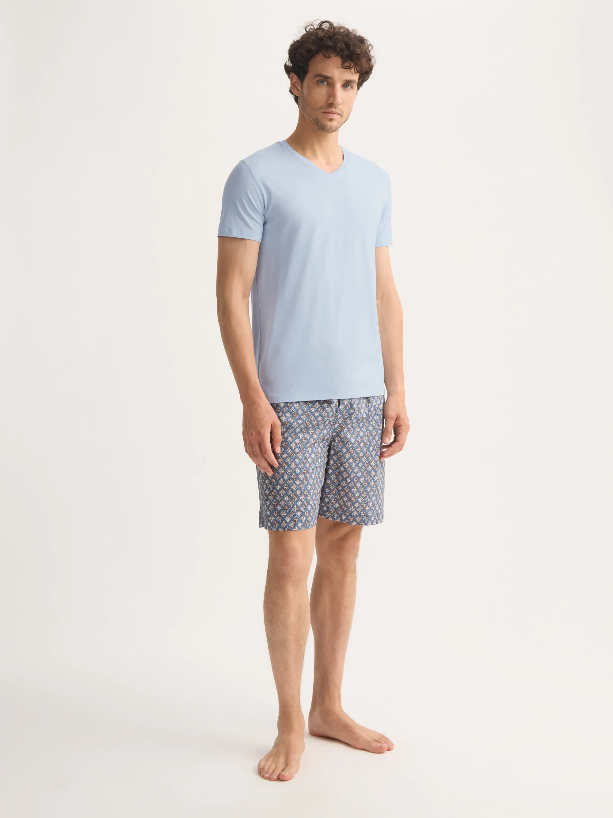 Men's V-Neck T-Shirt Basel Micro Modal Stretch Light Blue sold by Derek Rose product image thumbnail 3