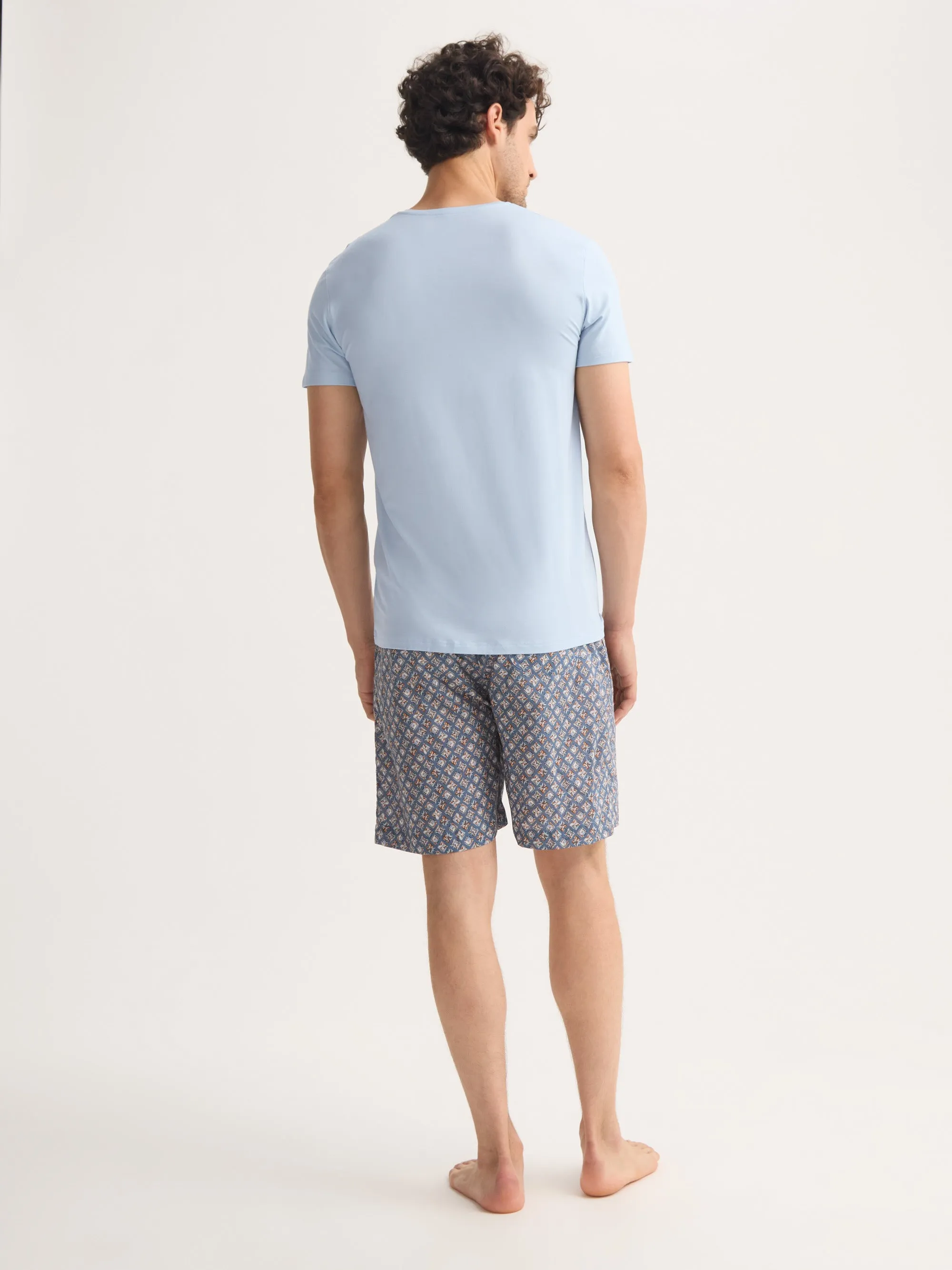 Men's V-Neck T-Shirt Basel Micro Modal Stretch Light Blue sold by Derek Rose product image thumbnail 4