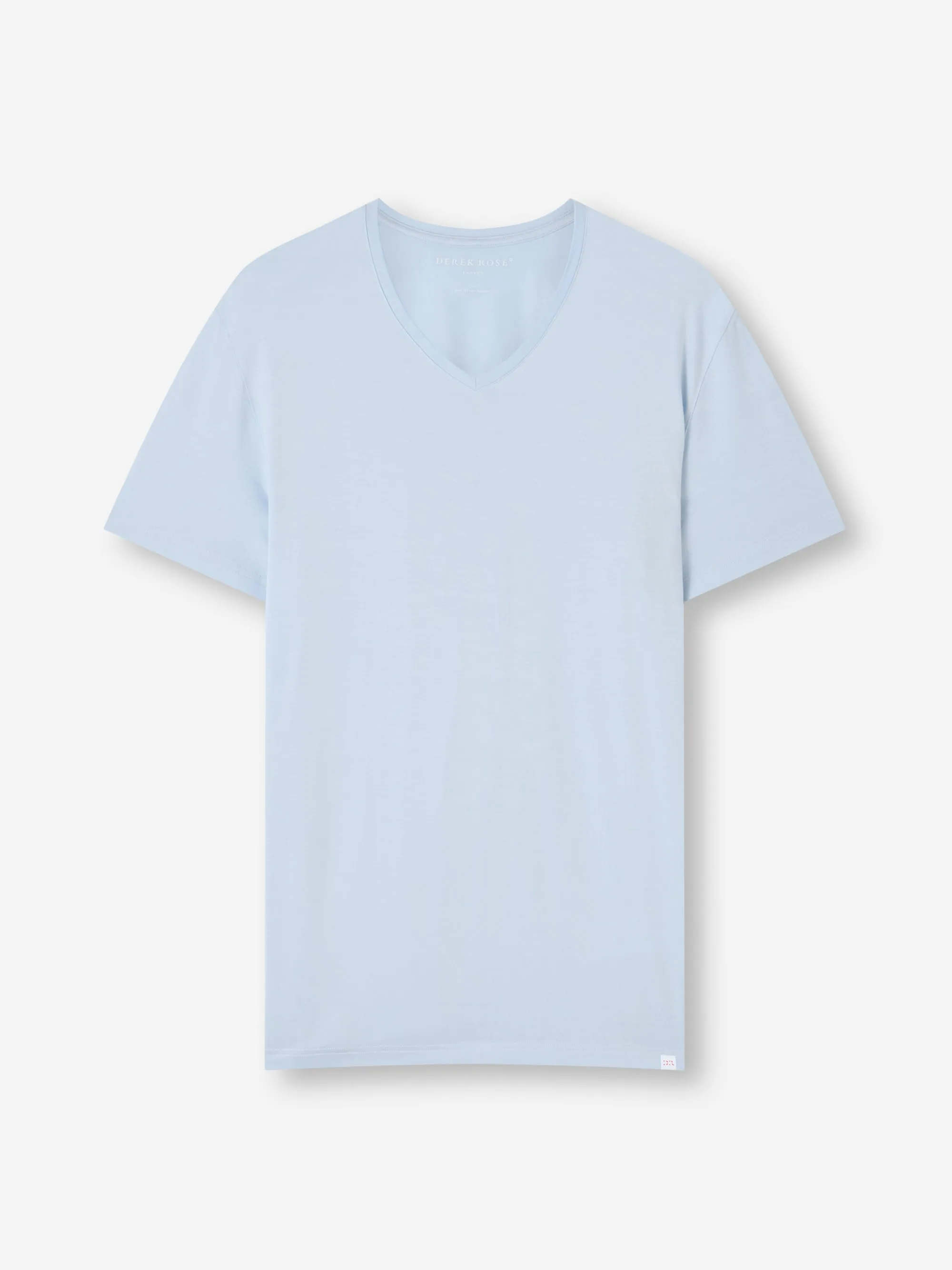 Men's V-Neck T-Shirt Basel Micro Modal Stretch Light Blue sold by Derek Rose
