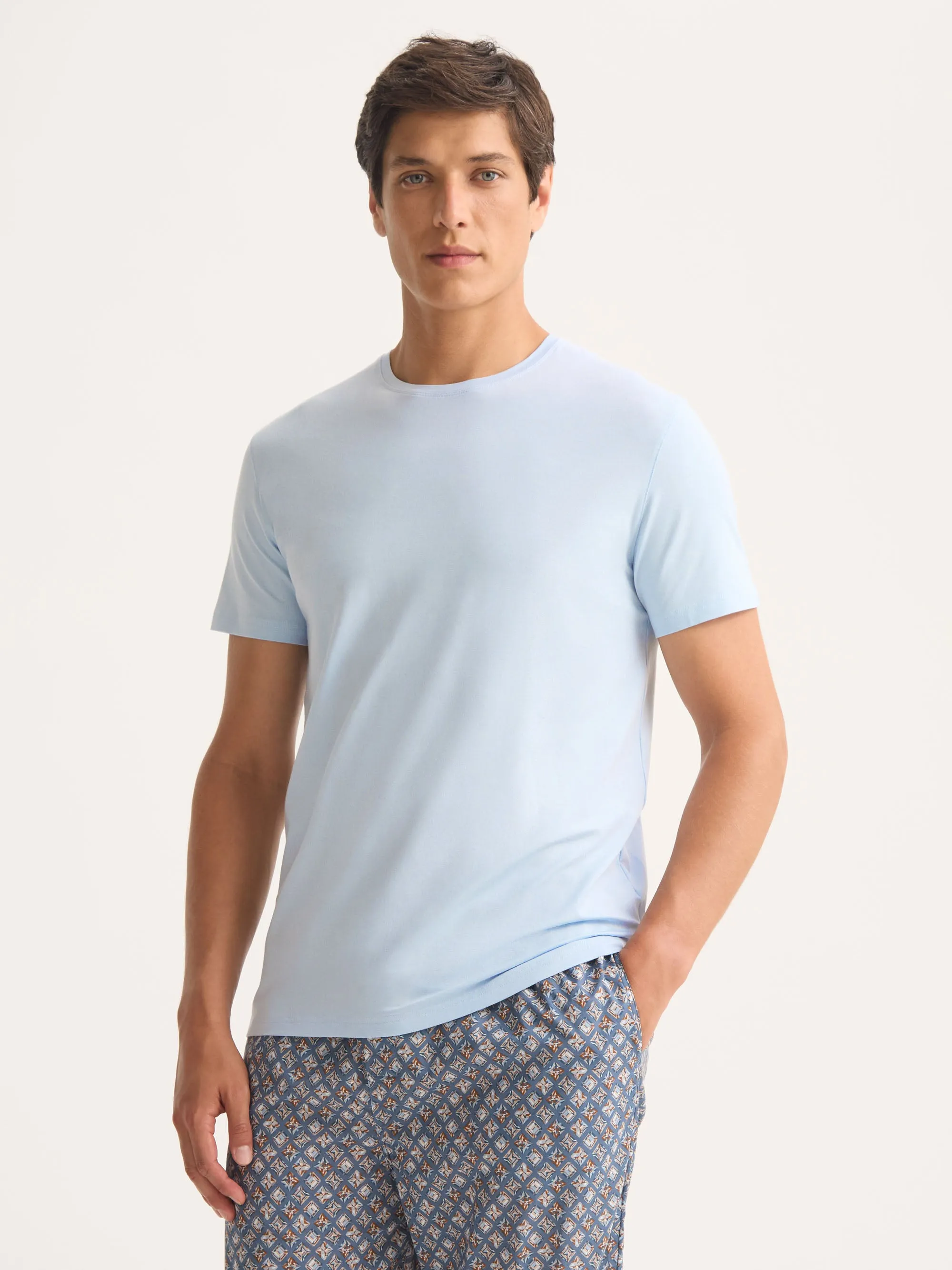 Basel Micro Modal T-Shirt Light Blue sold by Derek Rose product image thumbnail 2