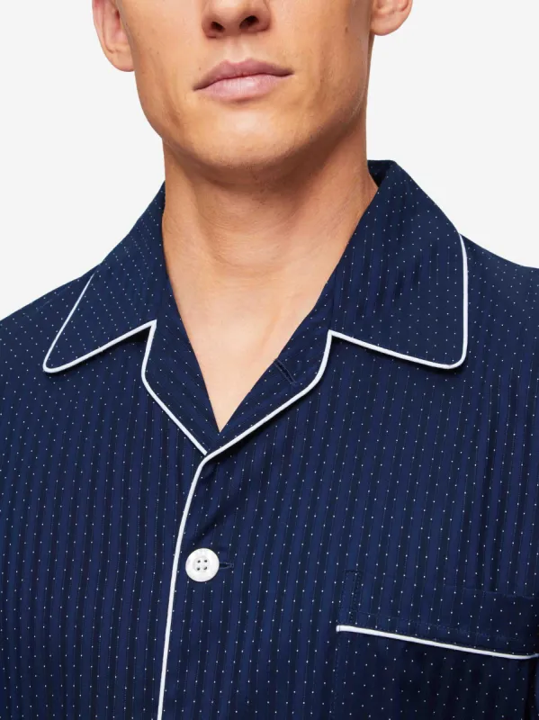 Men's Classic Fit Pajamas Royal 40 Cotton Navy sold by Derek Rose