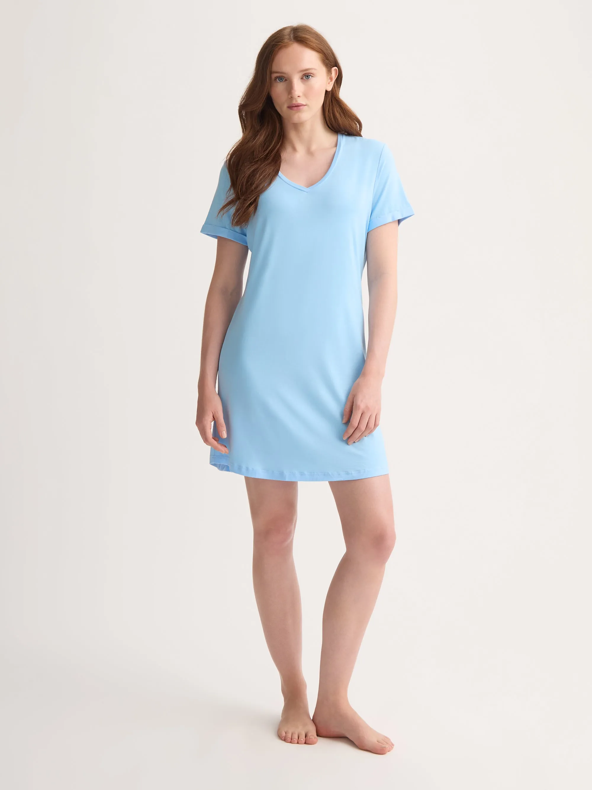 Women's V-Neck Sleep T-Shirt Lara Micro Modal Stretch Sky Blue sold by Derek Rose product image thumbnail 3